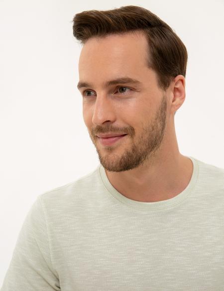 Mint Yeşili Slim Fit Bisiklet Yaka T-Shirt - 50218545012