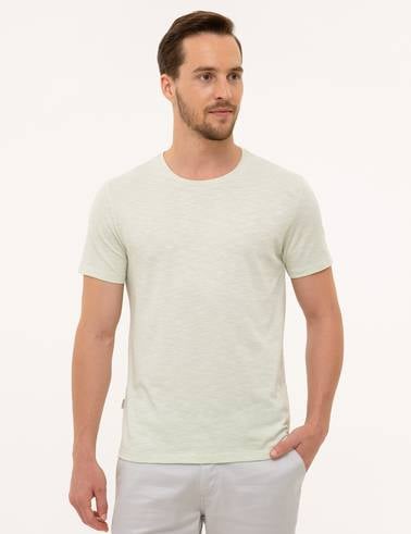 Mint Yeşili Slim Fit Bisiklet Yaka T-Shirt
