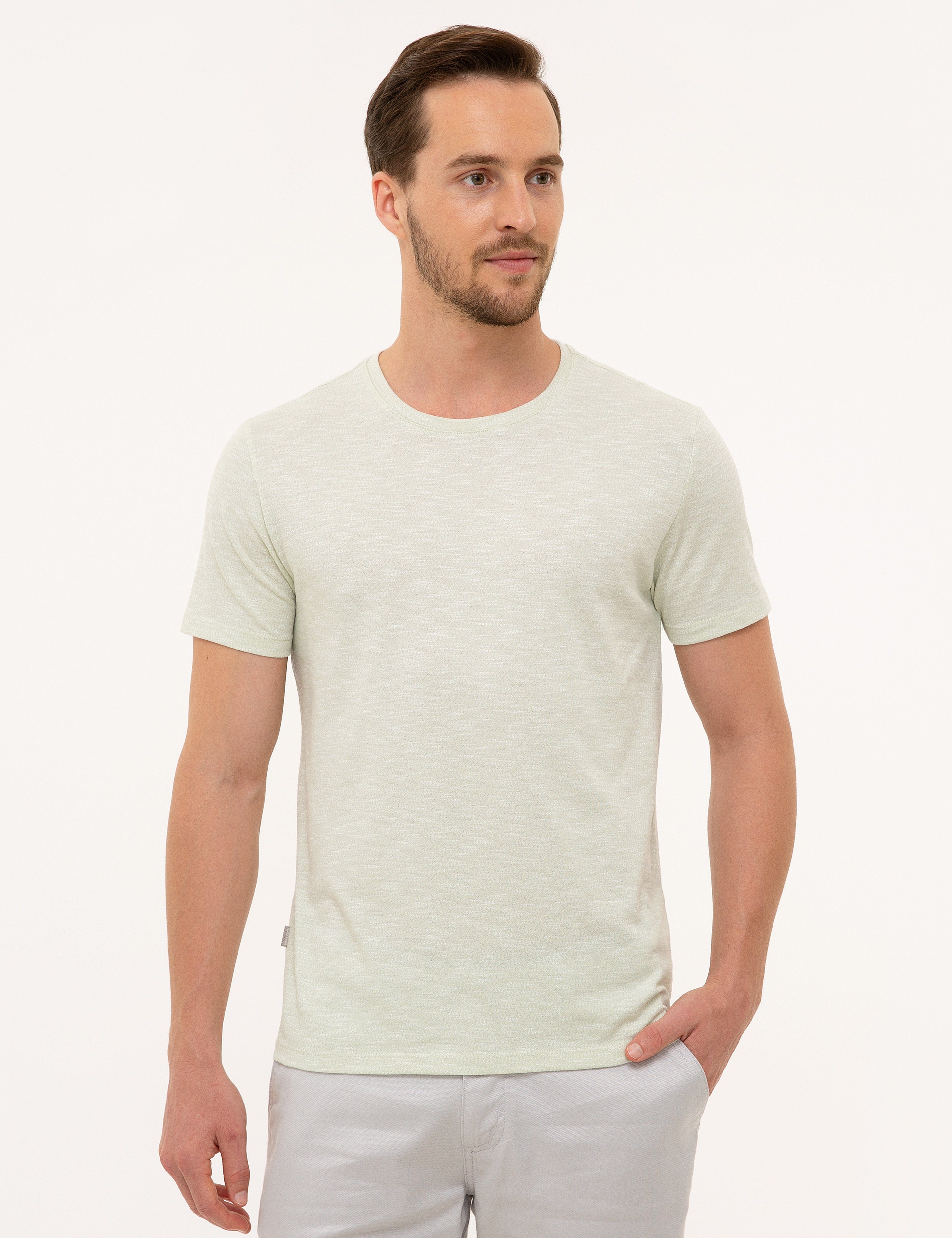 Mint Yeşili Slim Fit Bisiklet Yaka Tişört