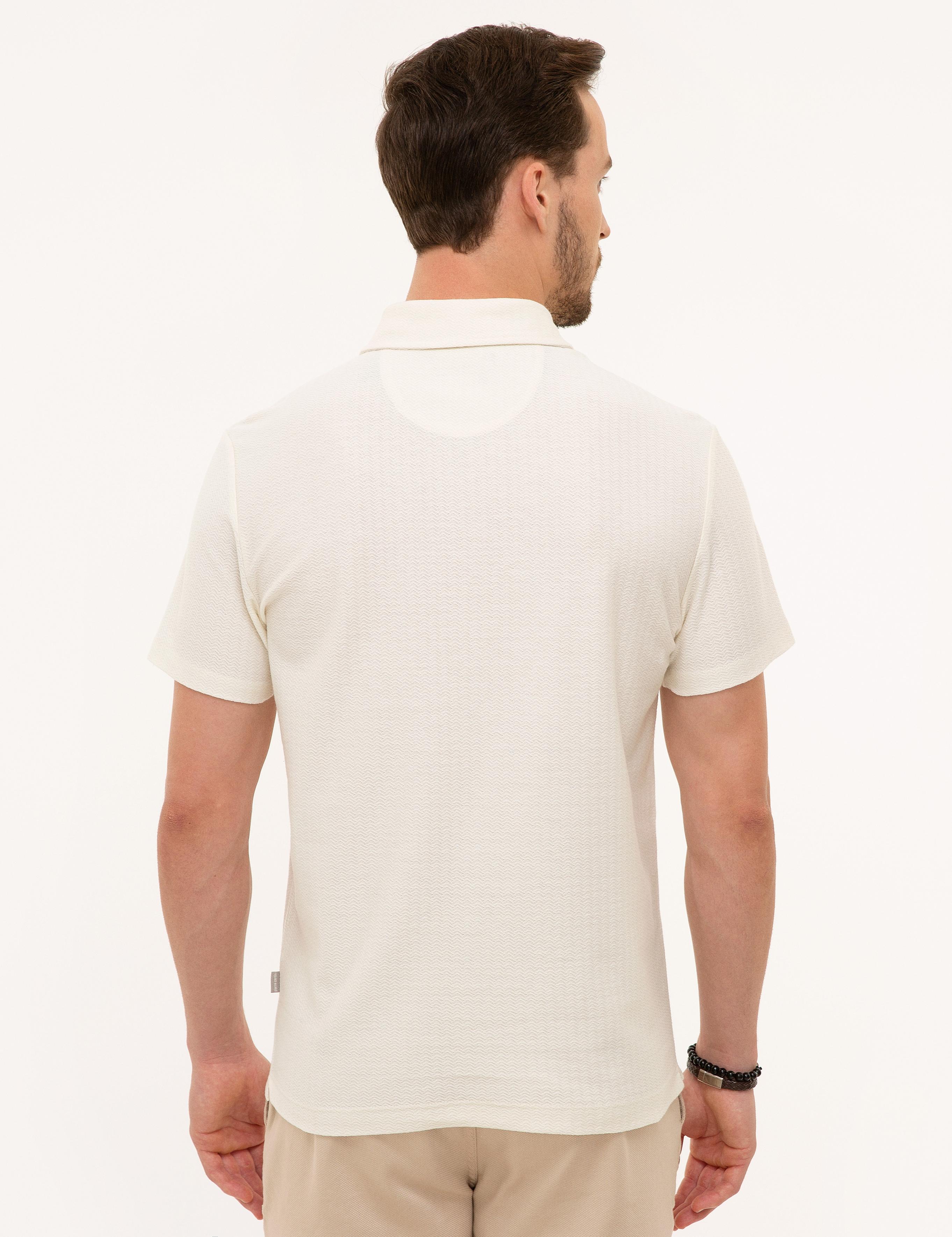 Ekru Slim Fit Gömlek Yaka Tişört