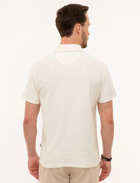 Ekru Slim Fit Gömlek Yaka Tişört - 50220079006