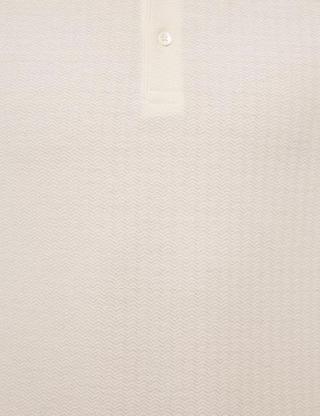 Ekru Slim Fit Gömlek Yaka Tişört - 50220079006