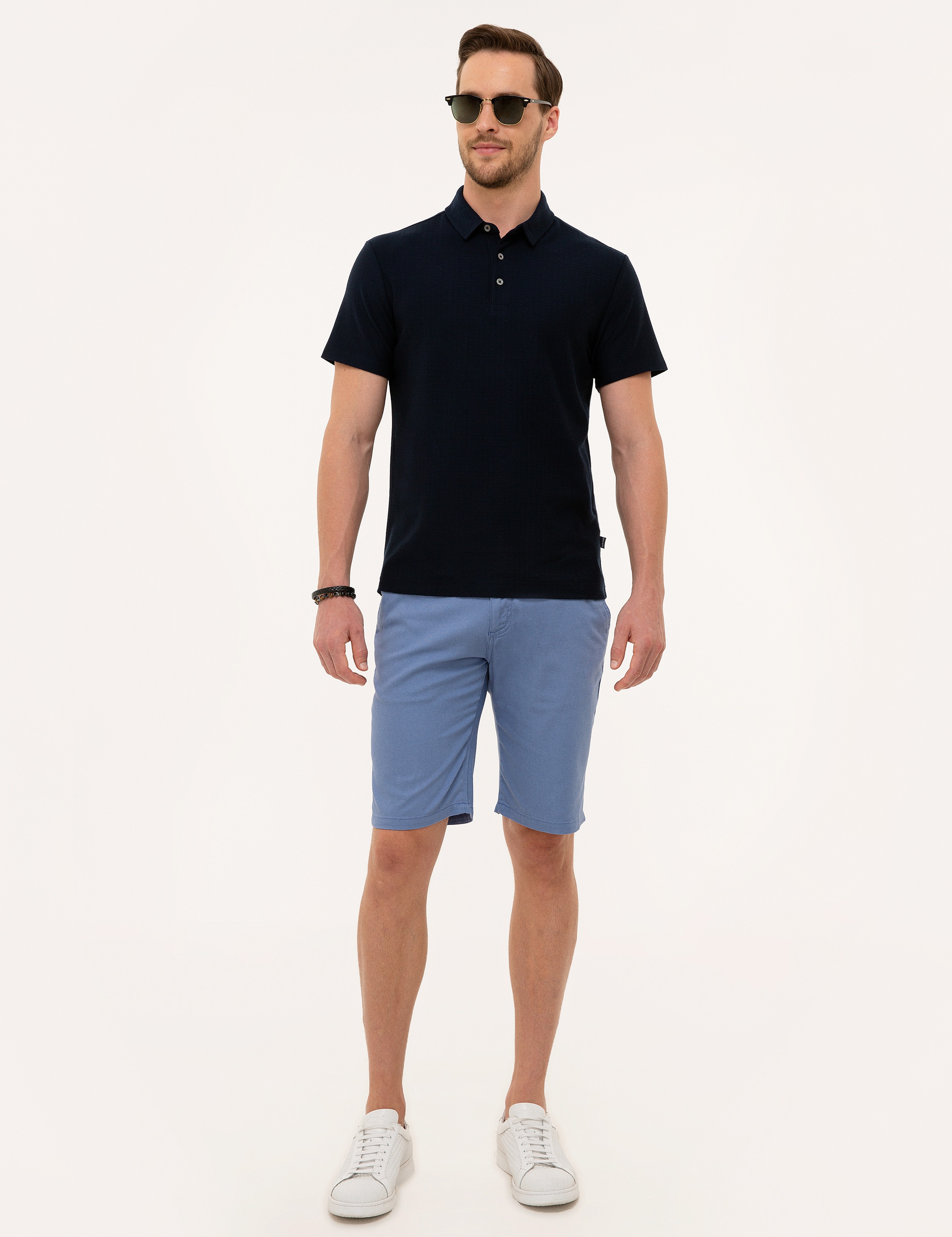 Lacivert Slim Fit Polo Yaka Tişört - Image 4