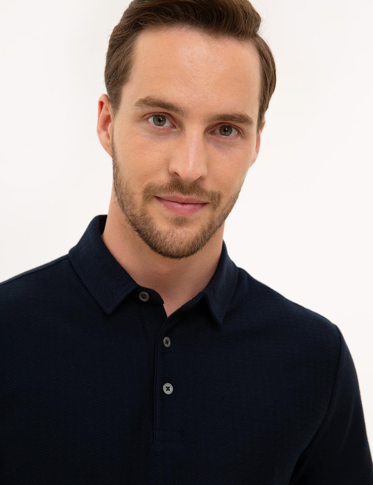 Lacivert Slim Fit Polo Yaka Tişört