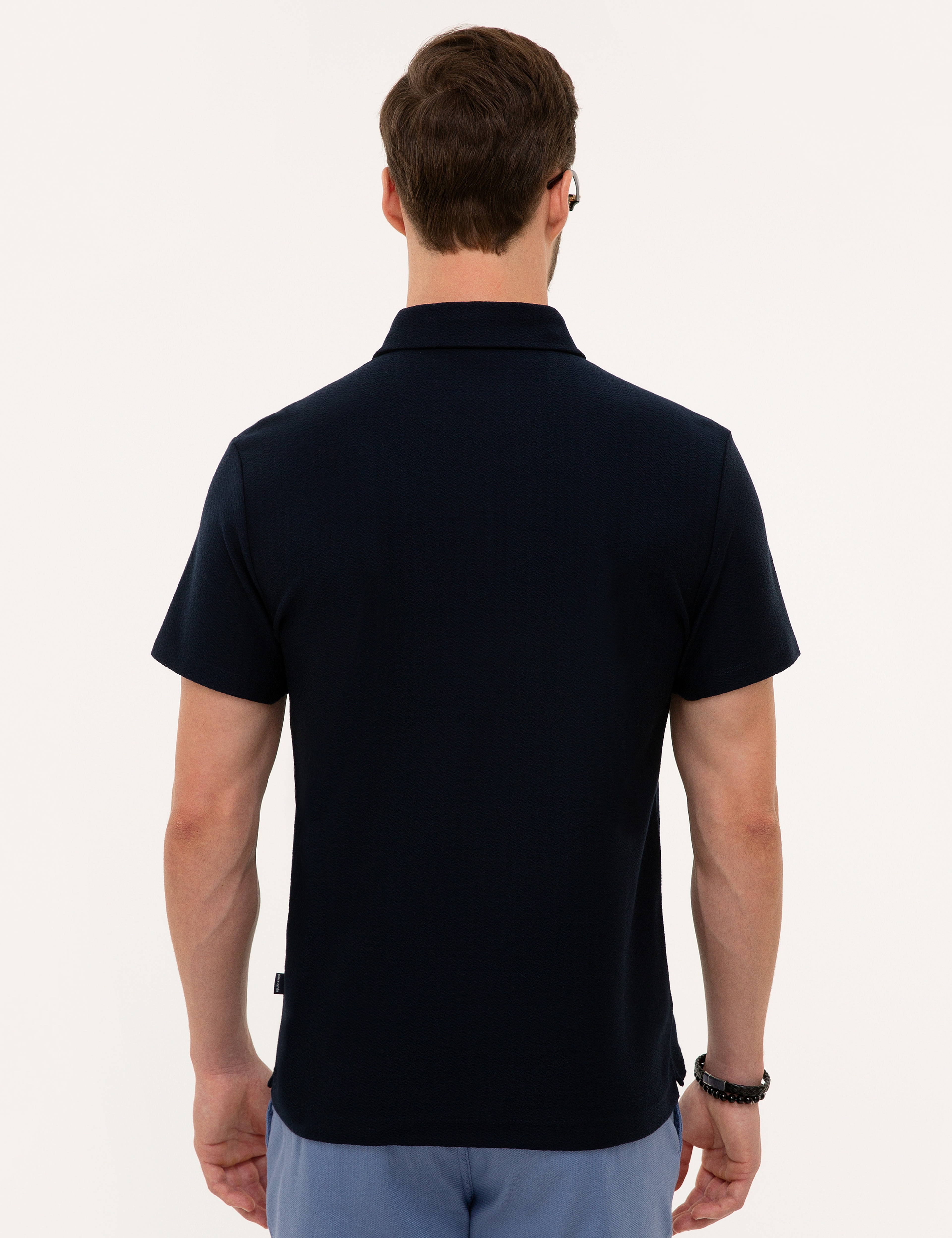 Lacivert Slim Fit Polo Yaka Tişört - Image 3