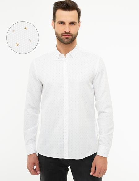 Bej Slim Fit Uzun Kollu Gömlek - 50219471001