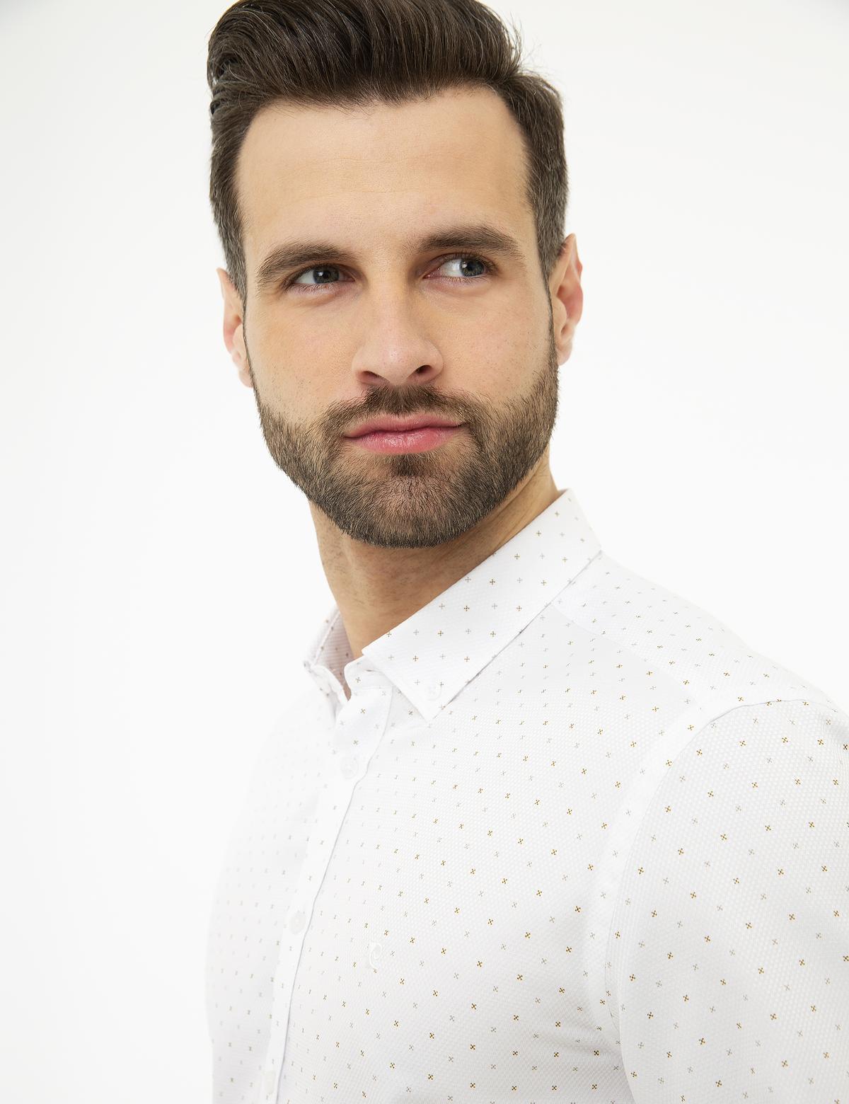 Bej Slim Fit Uzun Kollu Gömlek - 50219471001