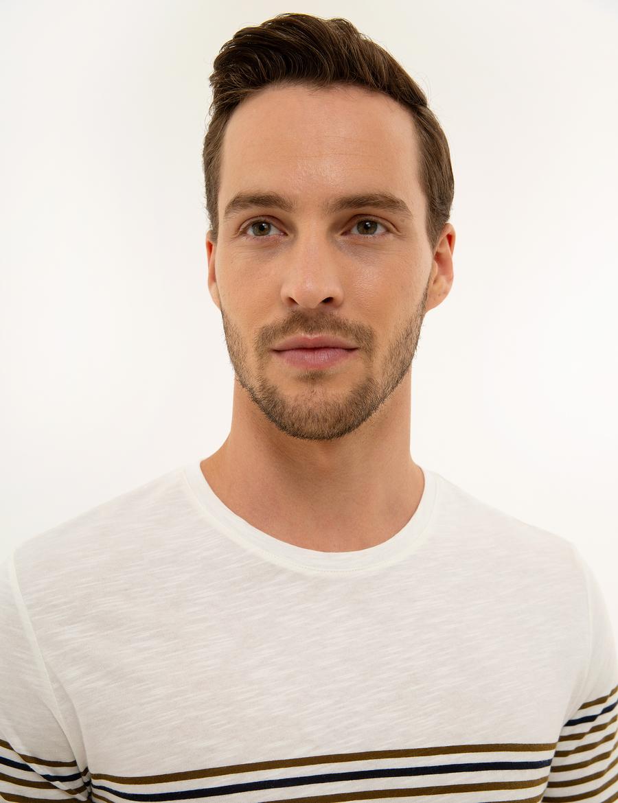 Açık Haki Slim Fit Bisiklet Yaka T-Shirt