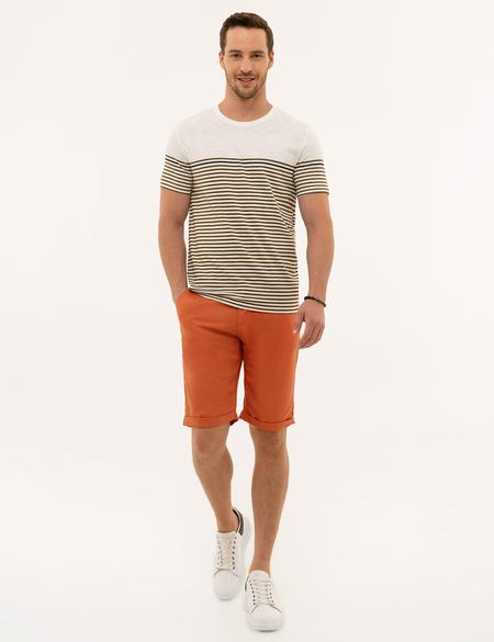 Açık Haki Slim Fit Bisiklet Yaka Tişört - 50218602049