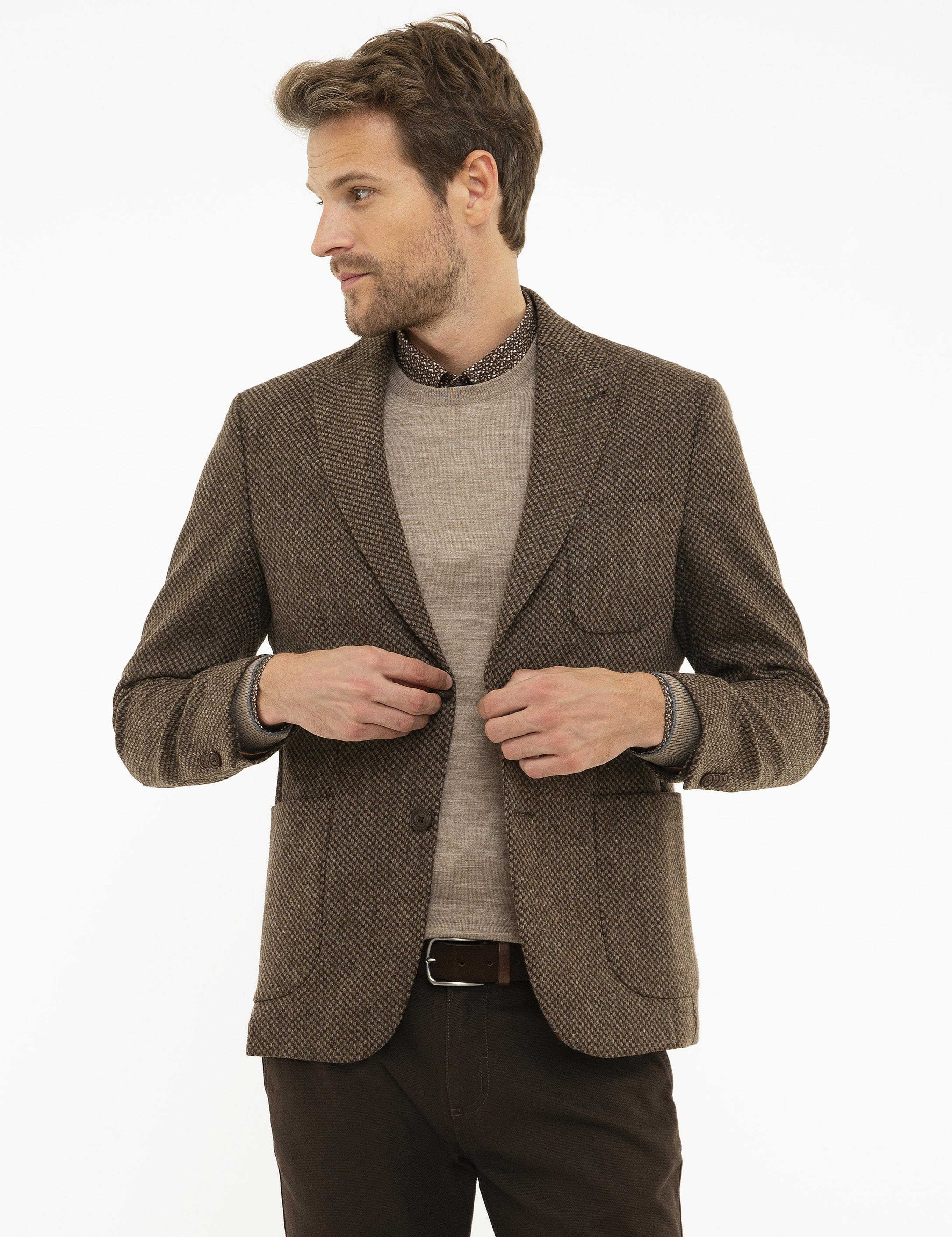 Kahverengi Slim Fit Ceket