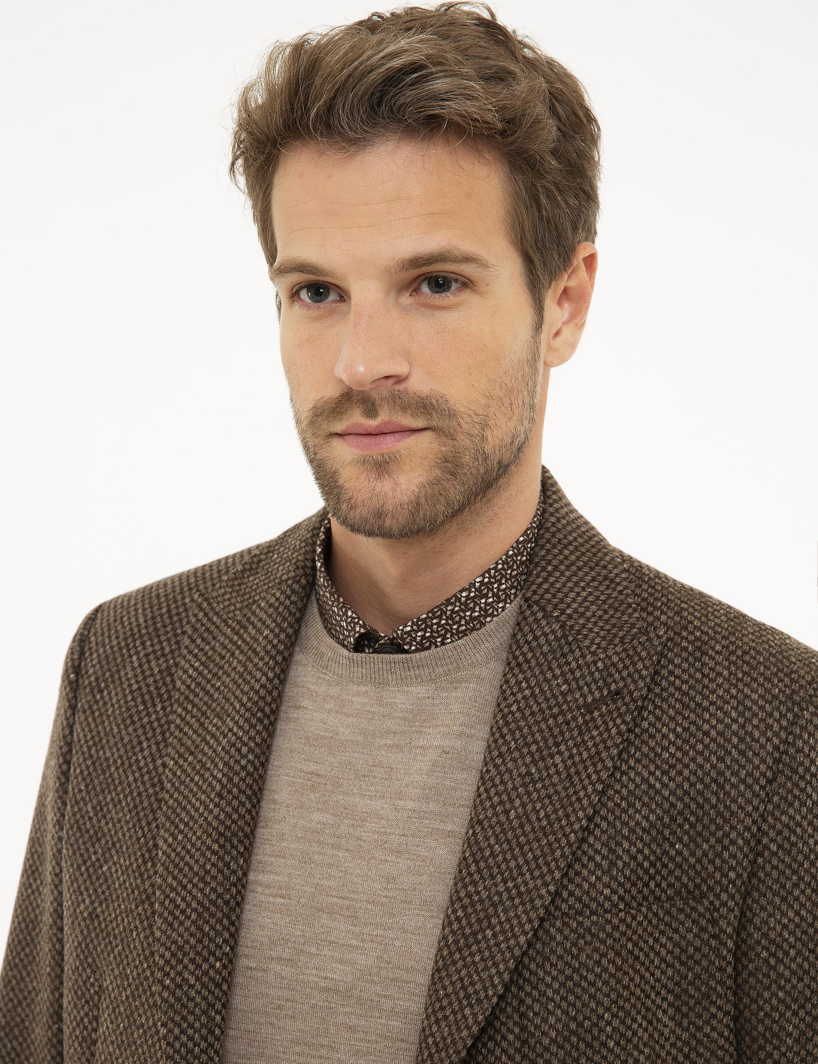 Kahverengi Slim Fit Ceket