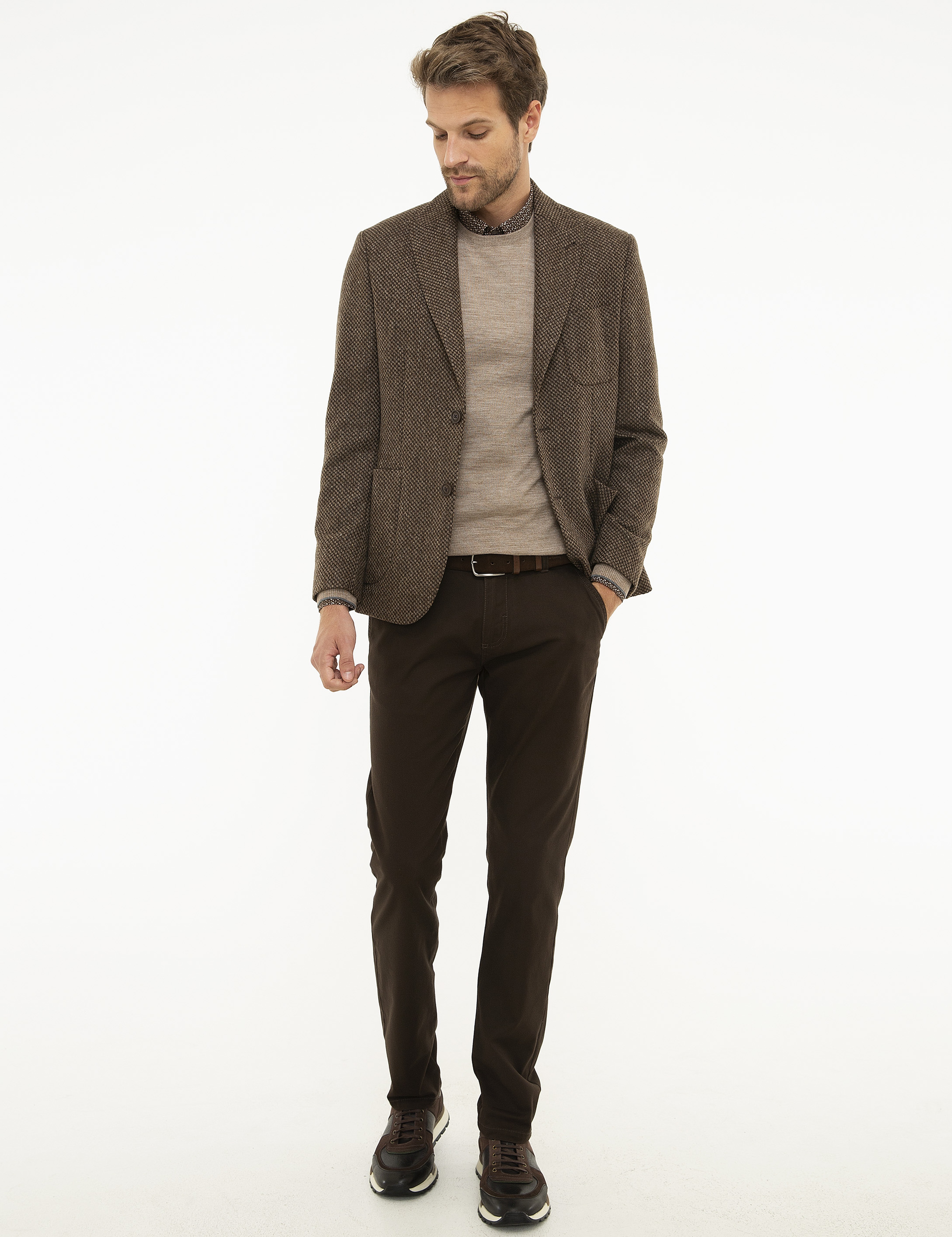 Kahverengi Slim Fit Ceket - Image 5