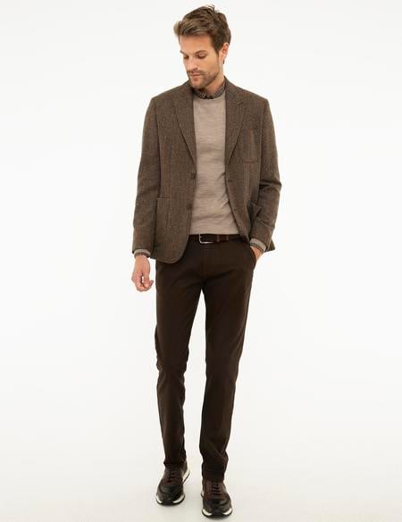 Kahverengi Slim Fit Ceket - 50214598018