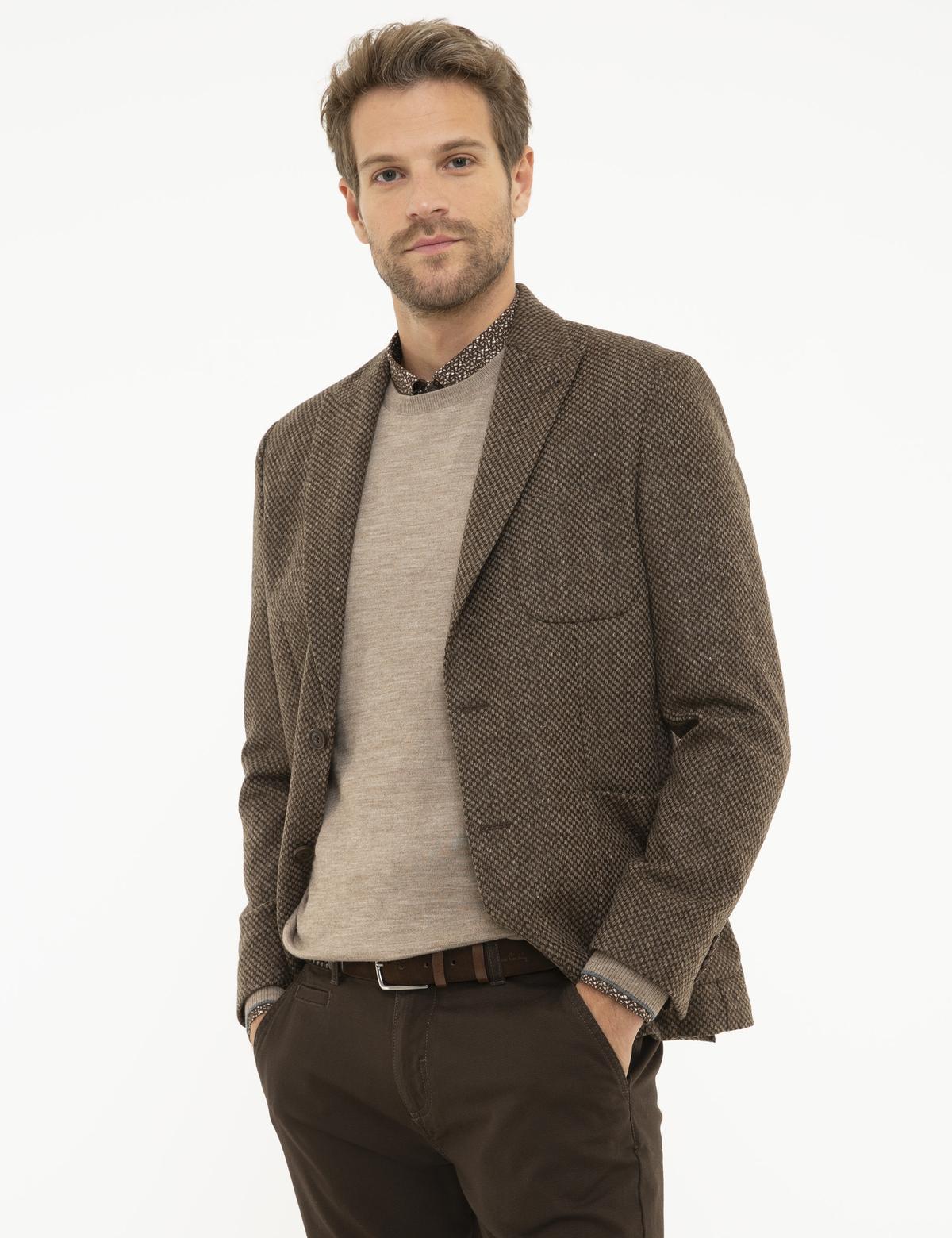 Kahverengi Slim Fit Ceket - 50214598018