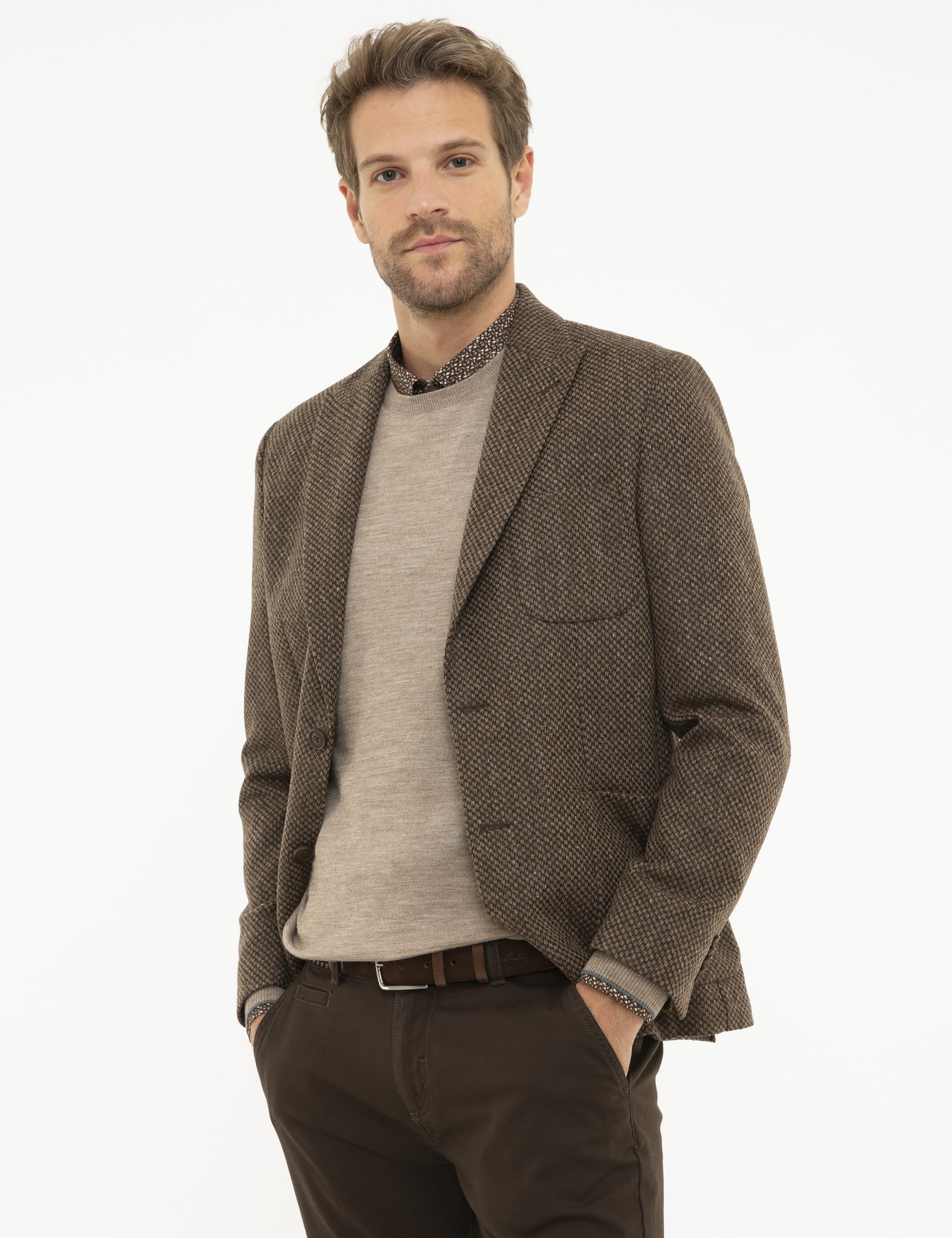 Kahverengi Slim Fit Ceket - Image 3