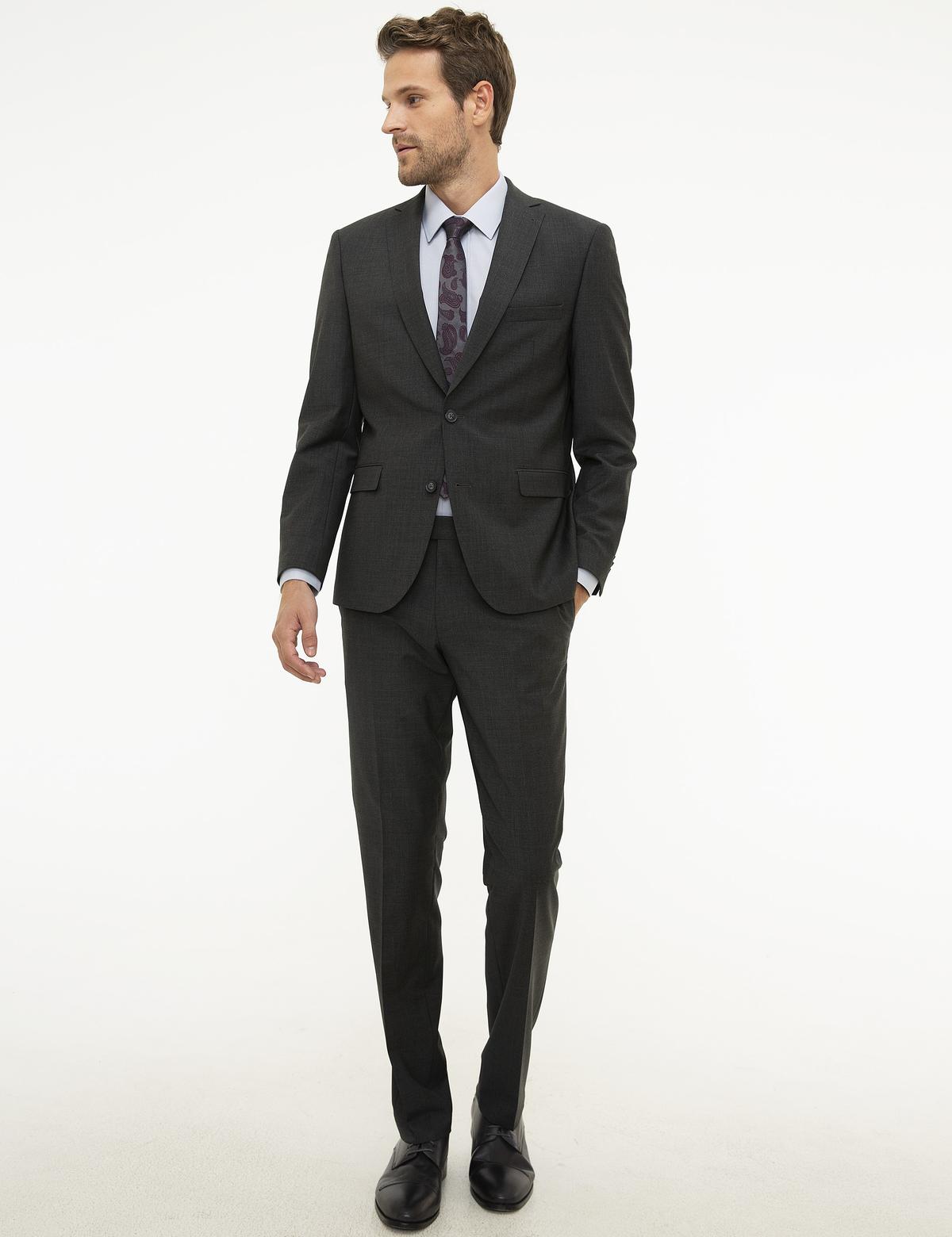 Antrasit Slim Fit Takım Elbise