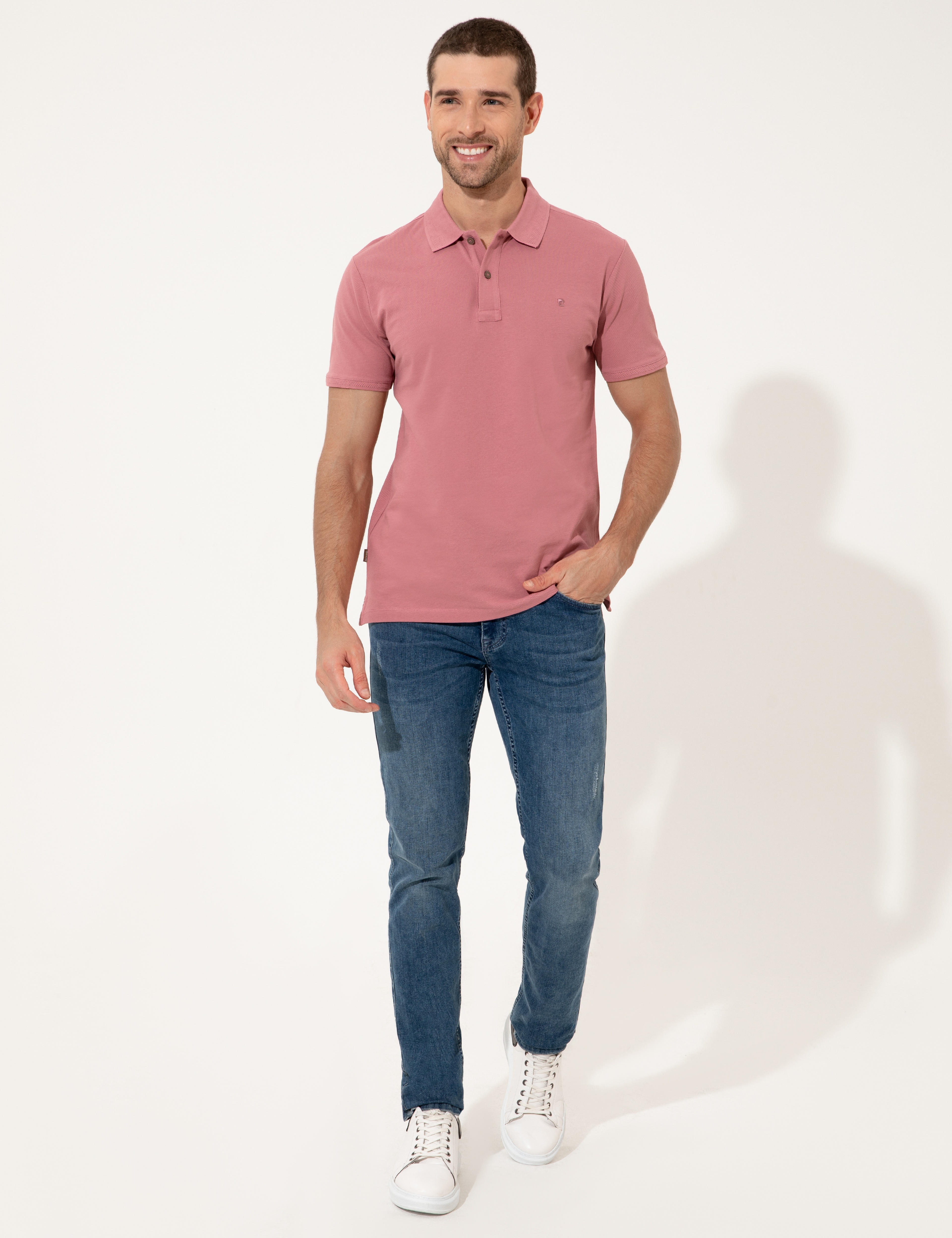 Gül Kurusu Slim Fit Polo Yaka Basic Tişört