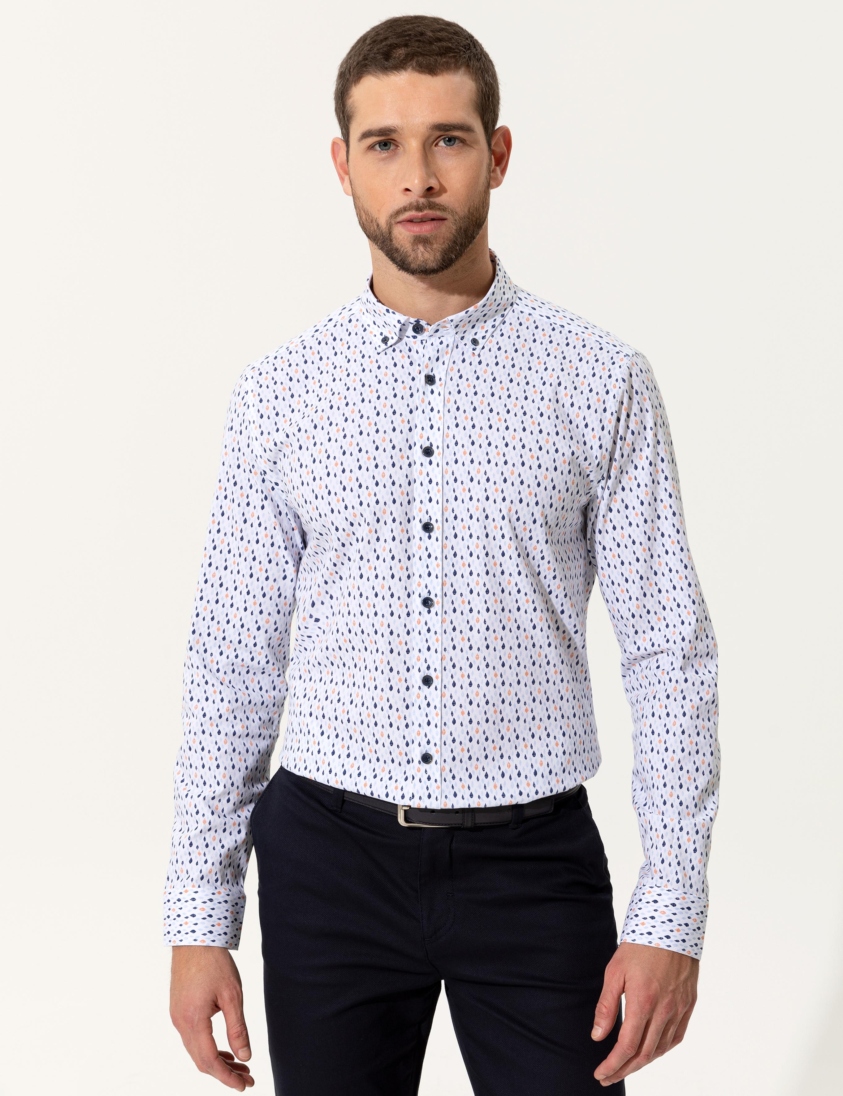 Mavi Slim Fit Uzun Kollu Gömlek