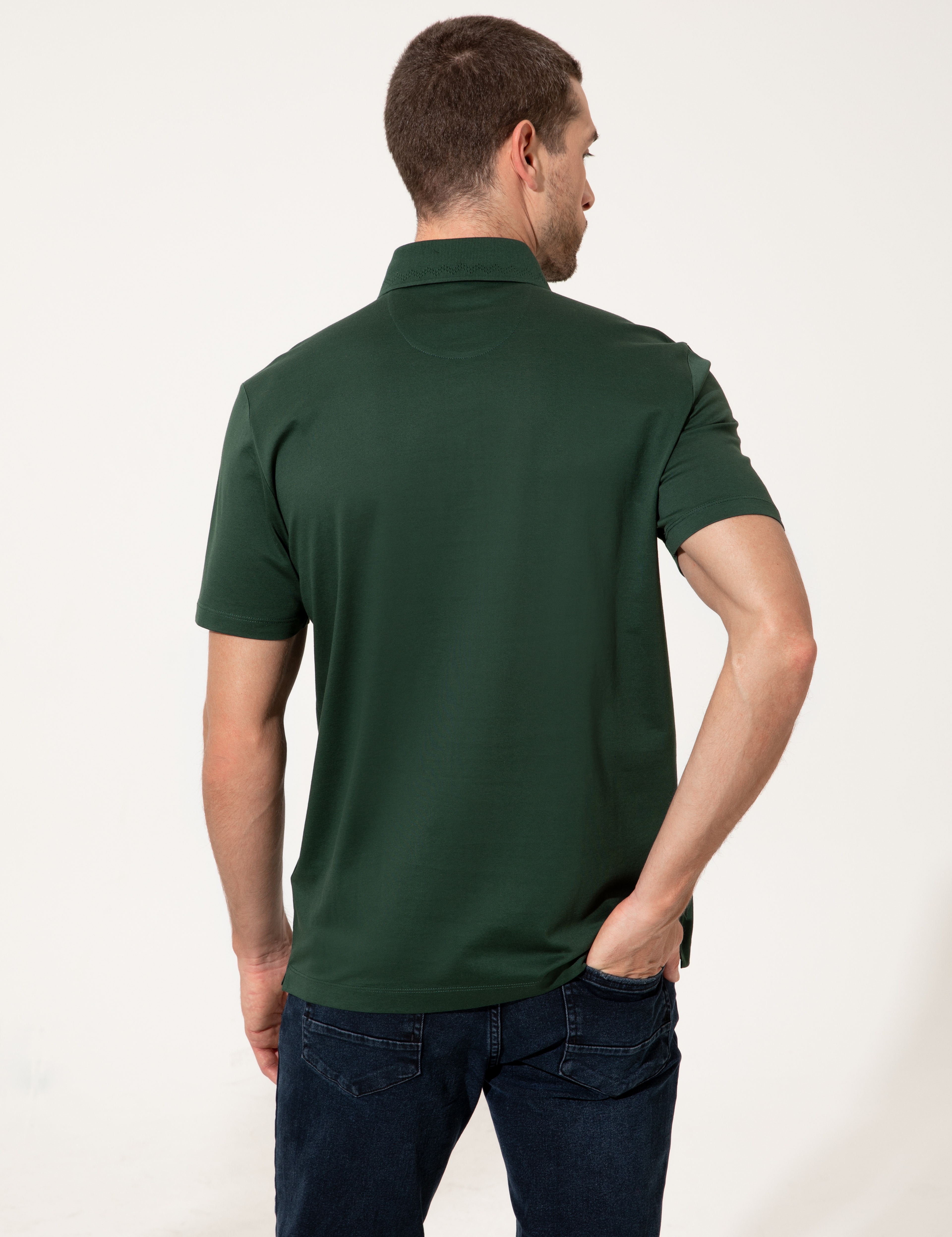 Koyu Yeşil Regular Fit Basic Tişört - Image 5