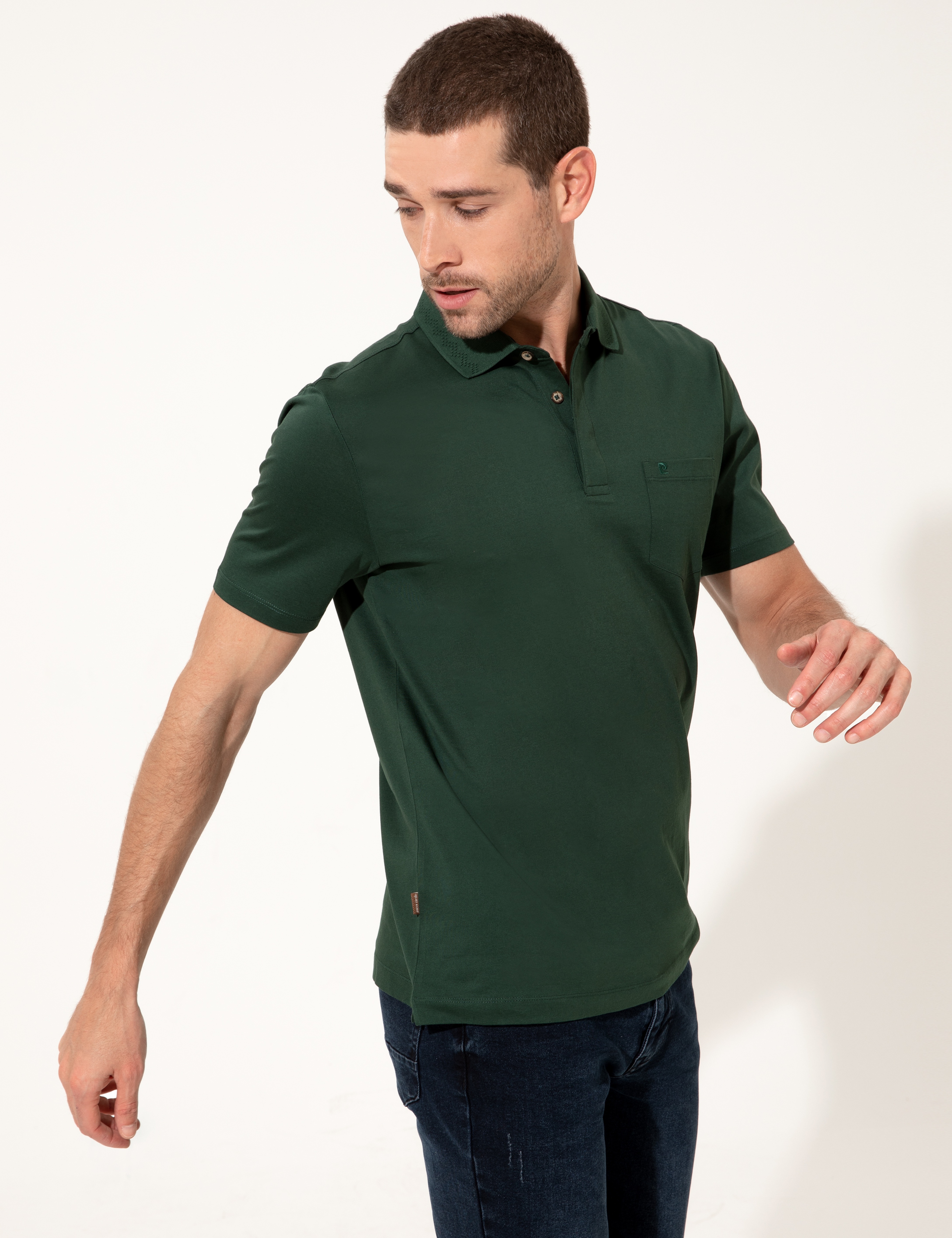 Koyu Yeşil Regular Fit Basic Tişört - Image 1