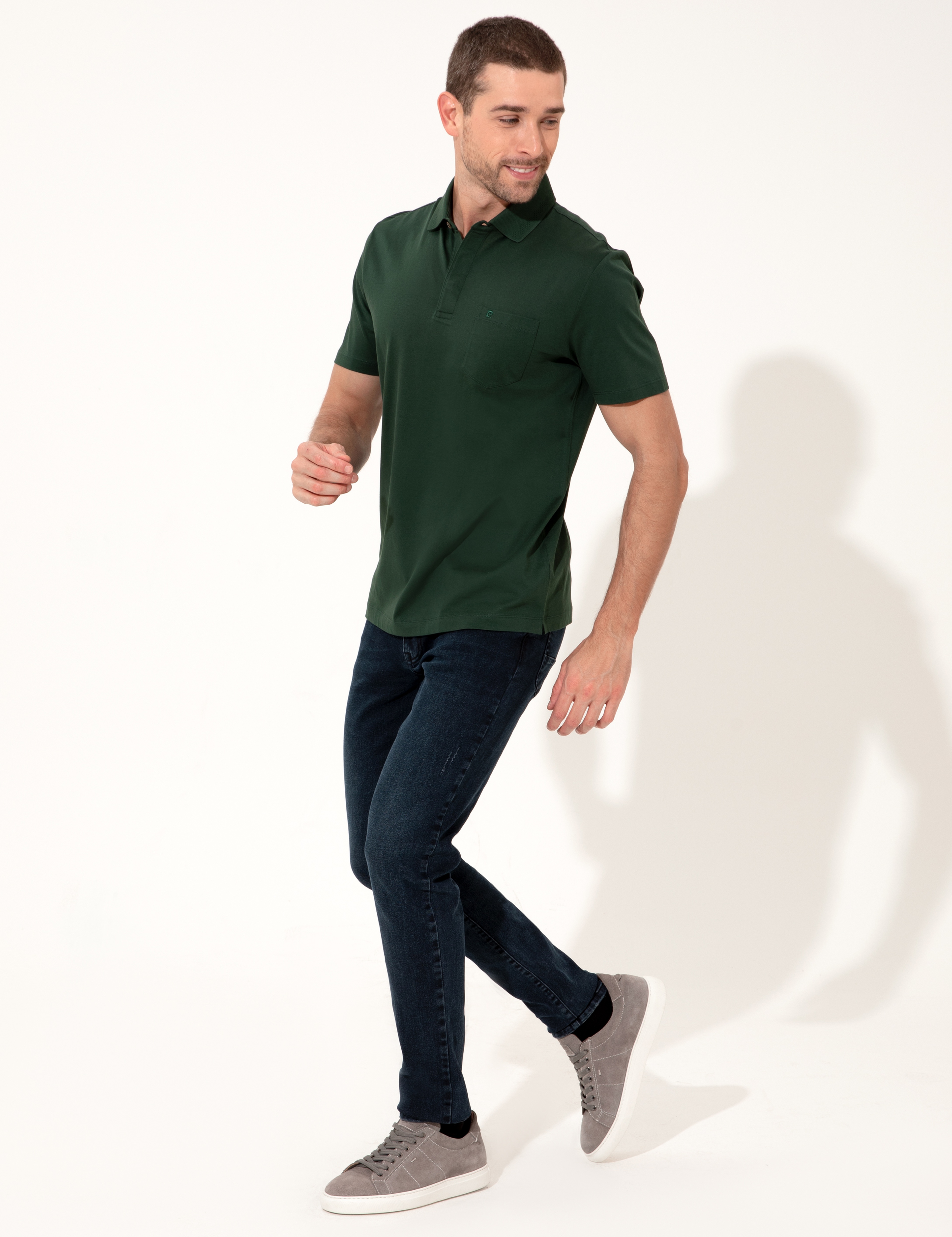 Koyu Yeşil Regular Fit Basic Tişört - Image 3