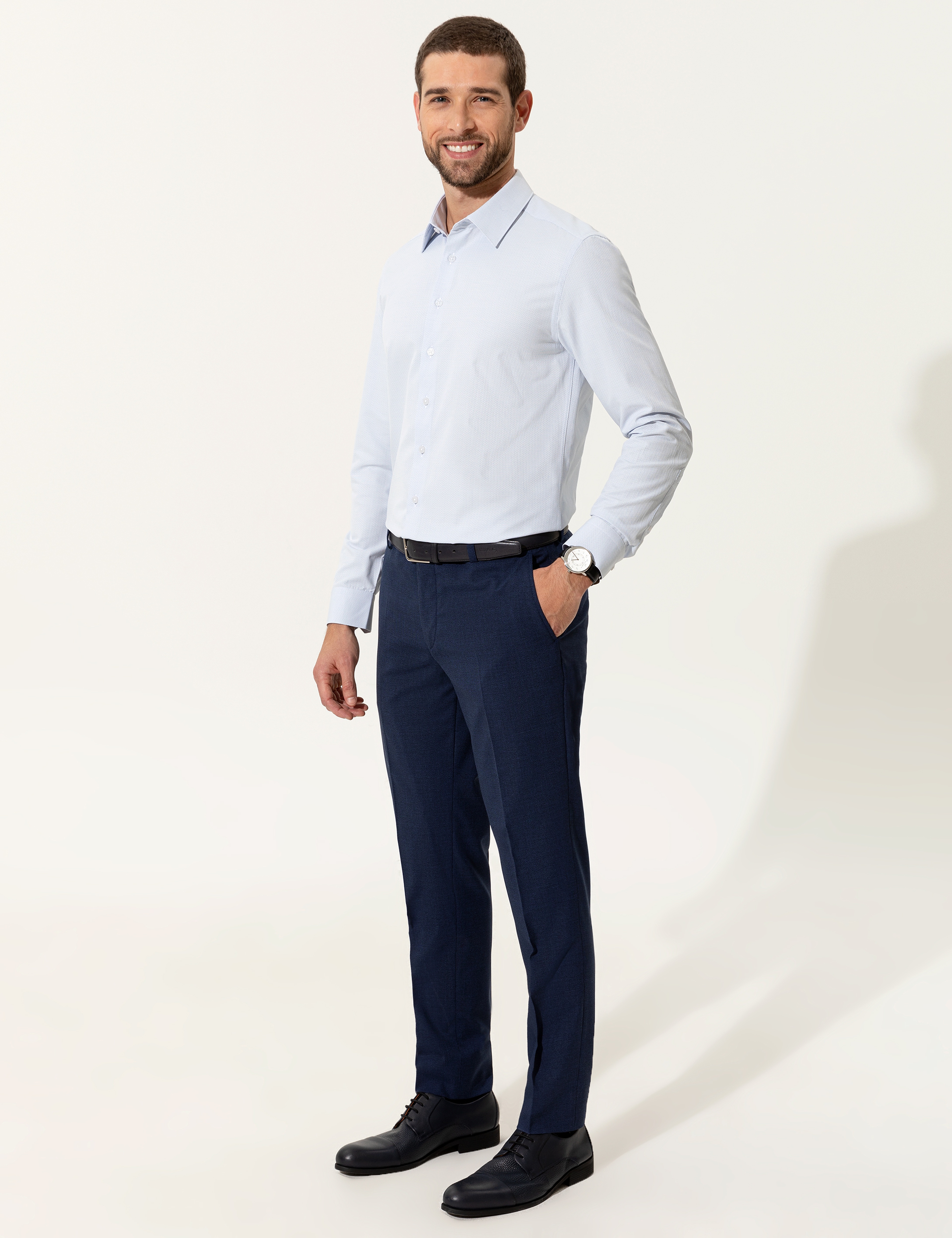 Açık Mavi Slim Fit Uzun Kollu Gömlek - Image 4