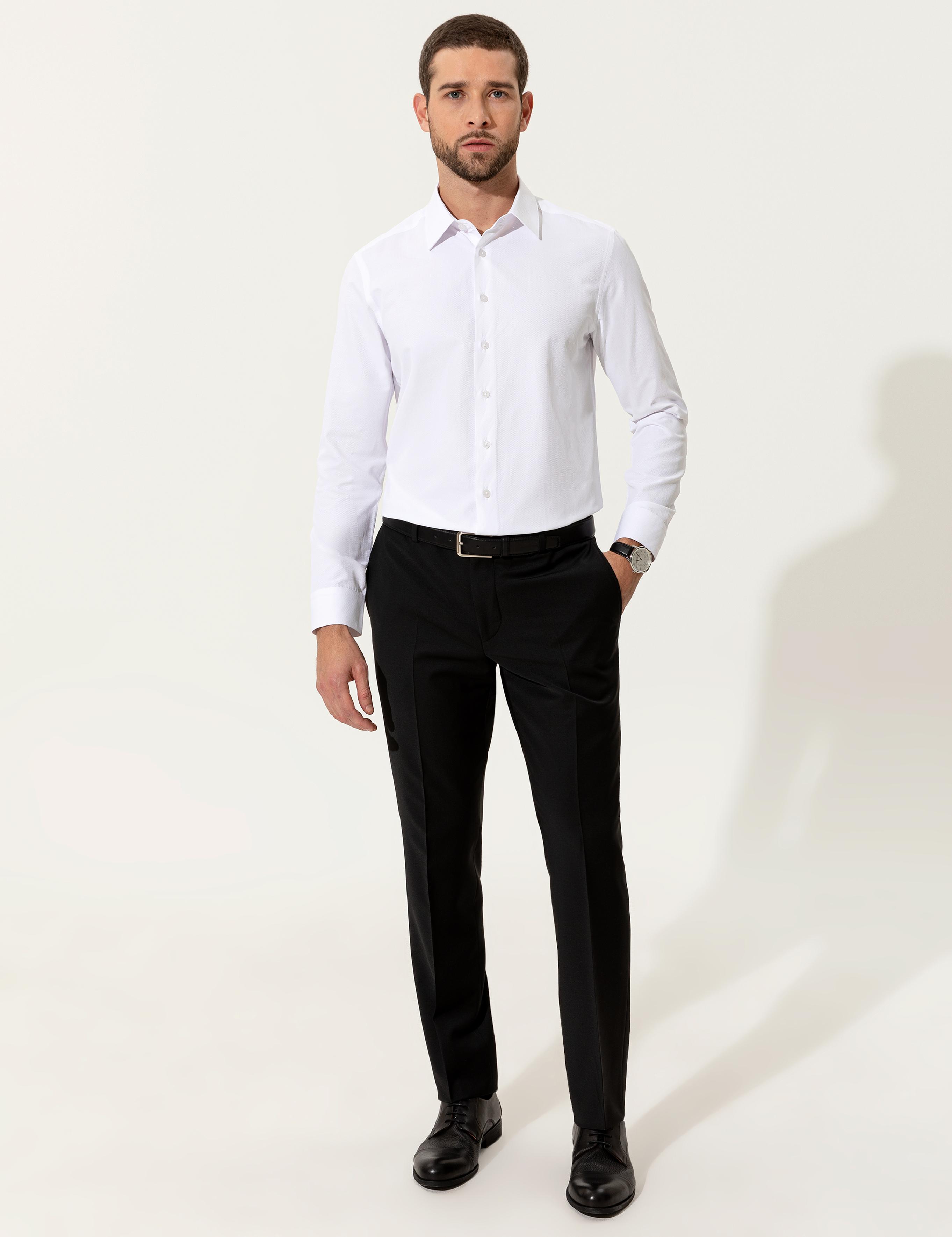 Beyaz Slim Fit Uzun Kollu Gömlek