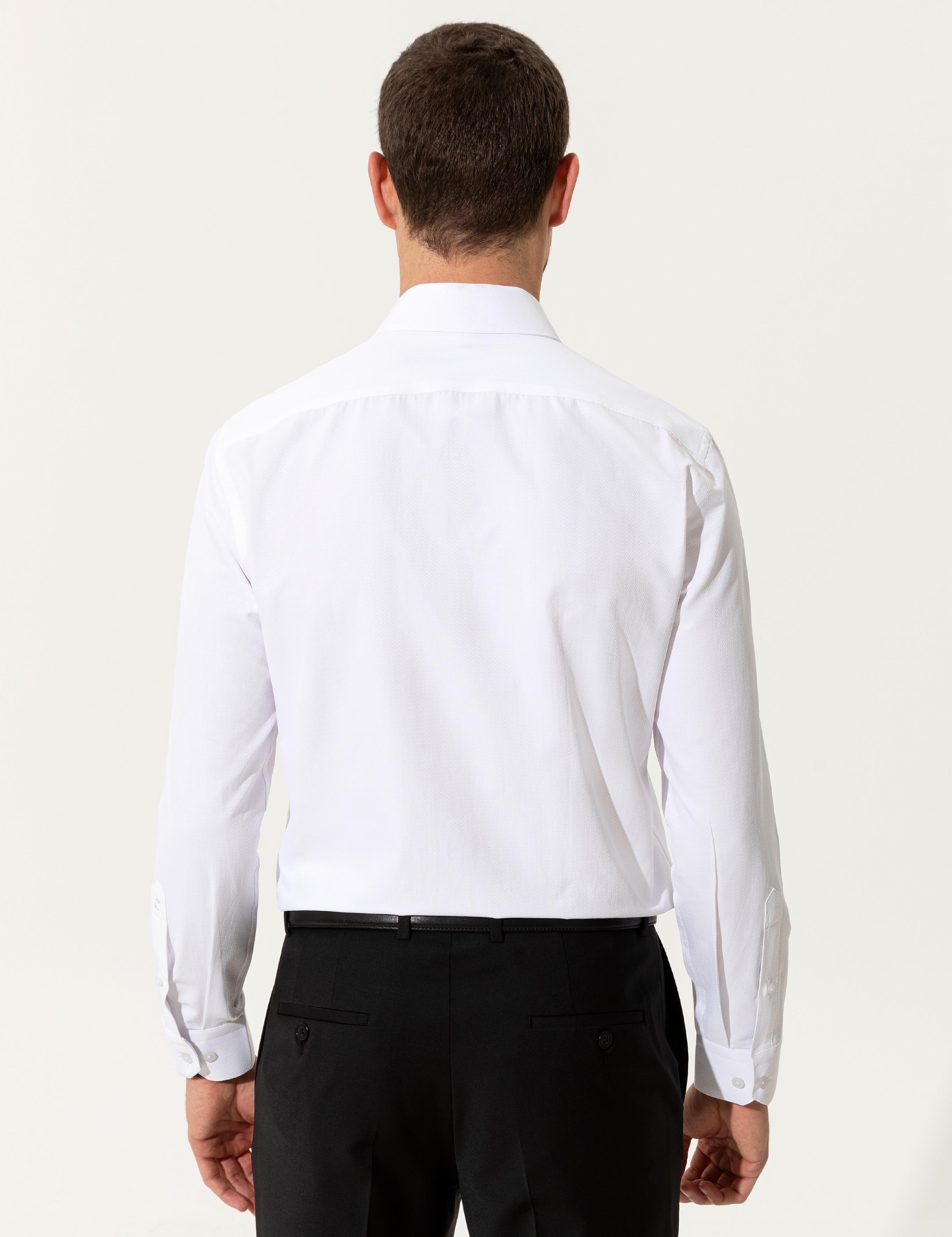 Beyaz Slim Fit Uzun Kollu Gömlek