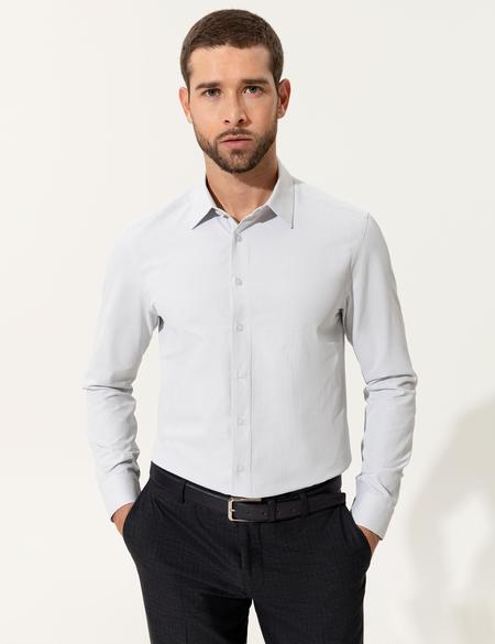Gri Slim Fit Uzun Kollu Gömlek - 50247982031