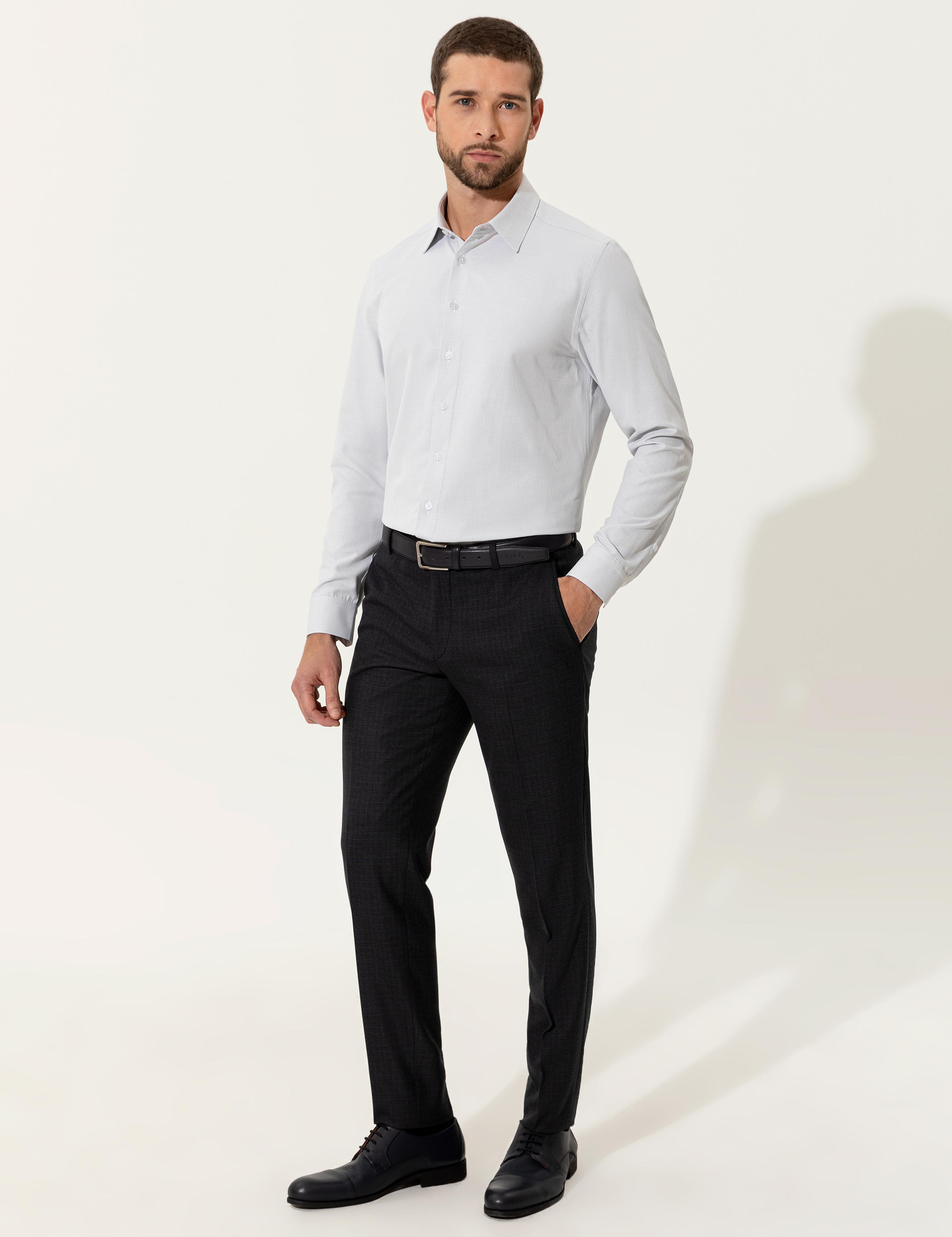 Gri Slim Fit Uzun Kollu Gömlek