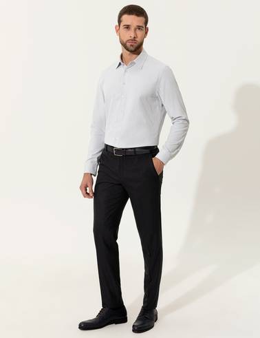 Gri Slim Fit Uzun Kollu Gömlek