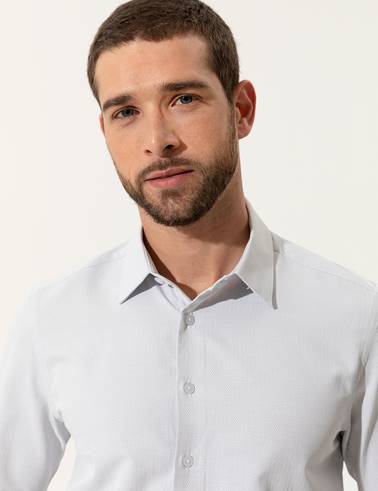 Gri Slim Fit Uzun Kollu Gömlek