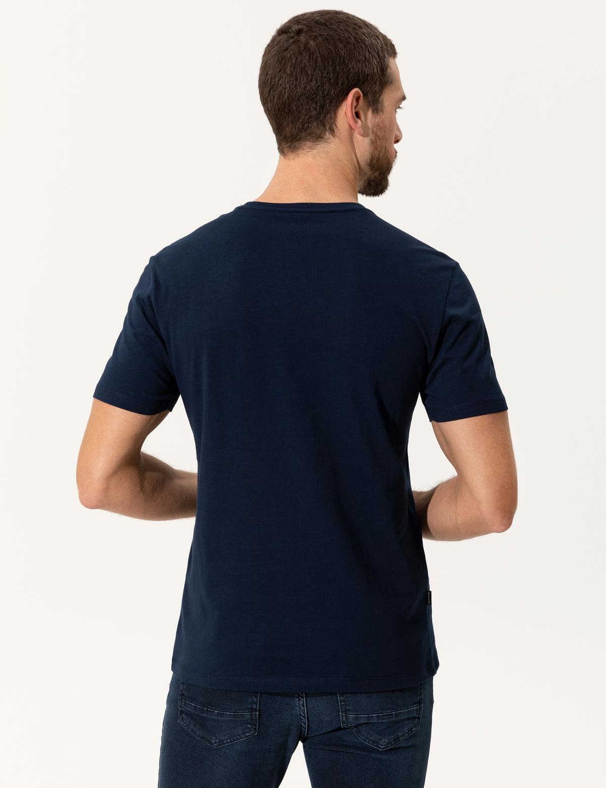 Lacivert Slim Fit Bisiklet Yaka Tişört - 50249689017