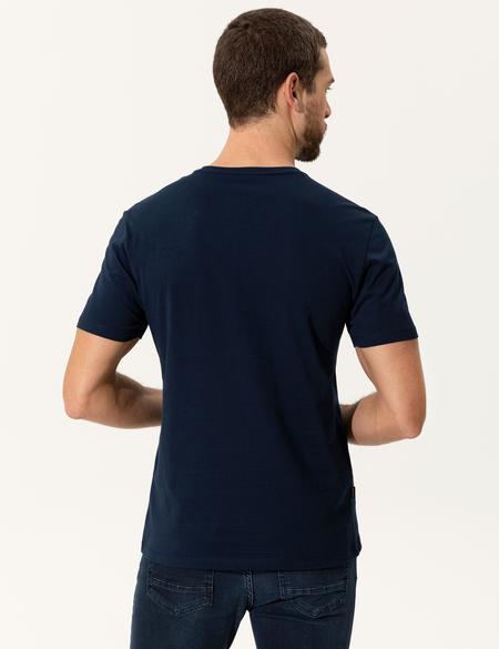 Lacivert Slim Fit Bisiklet Yaka Tişört - 50249689017