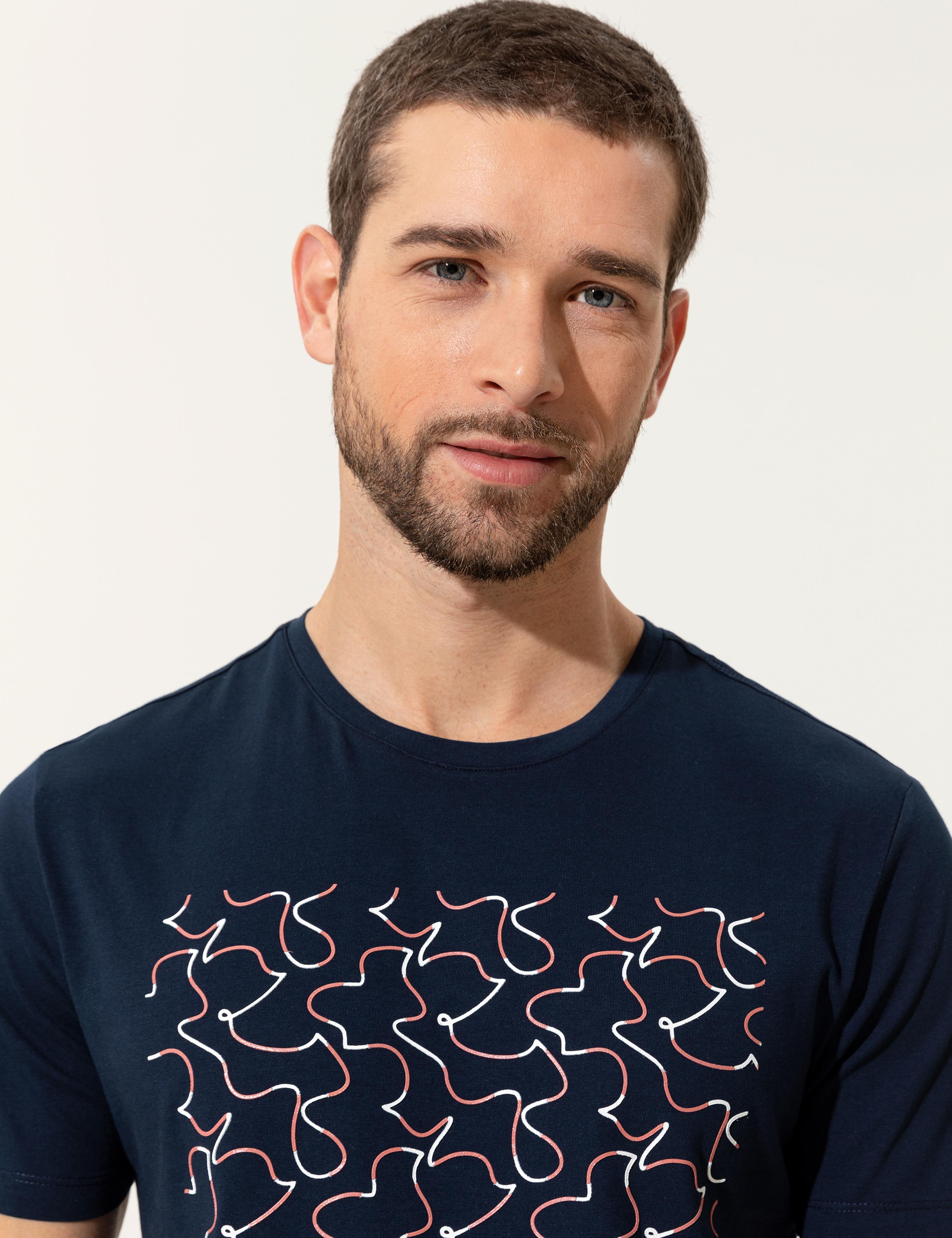 Lacivert Slim Fit Bisiklet Yaka Tişört