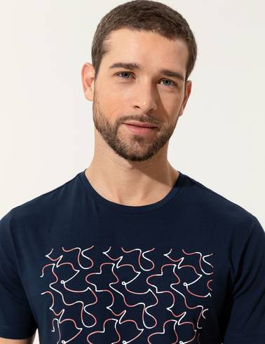 Lacivert Slim Fit Bisiklet Yaka Tişört