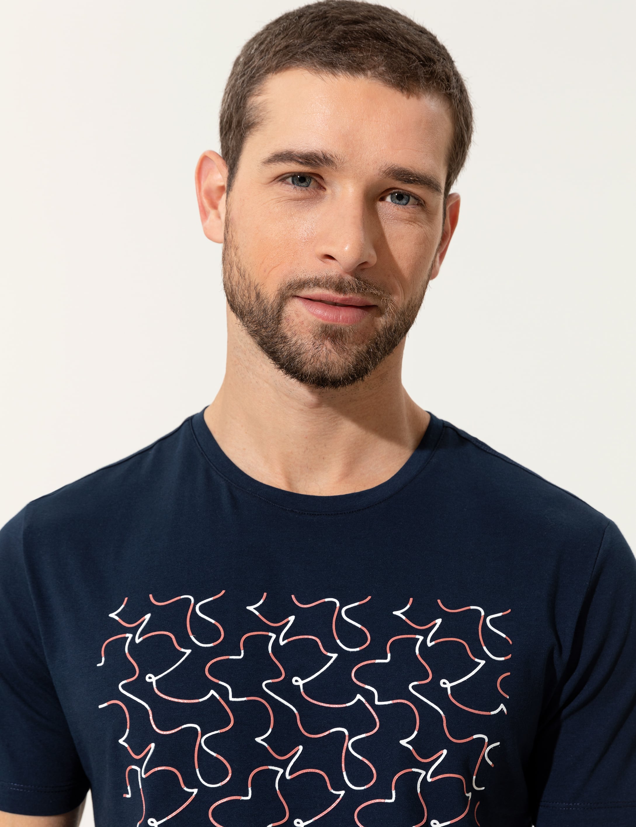 Lacivert Slim Fit Bisiklet Yaka Tişört - Image 2