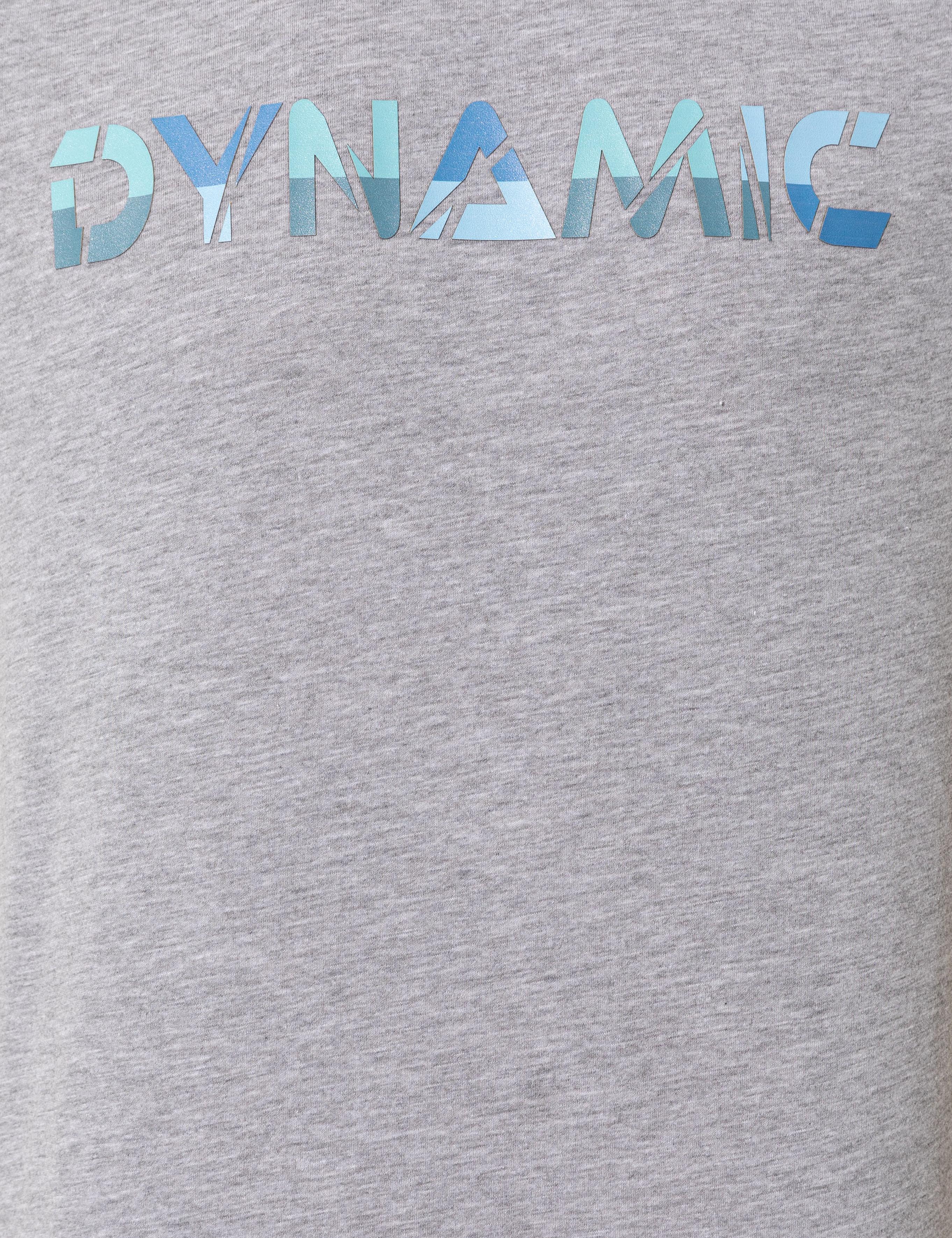 Açık Gri Melanj Slim Fit Baskılı Bisiklet Yaka Tişört