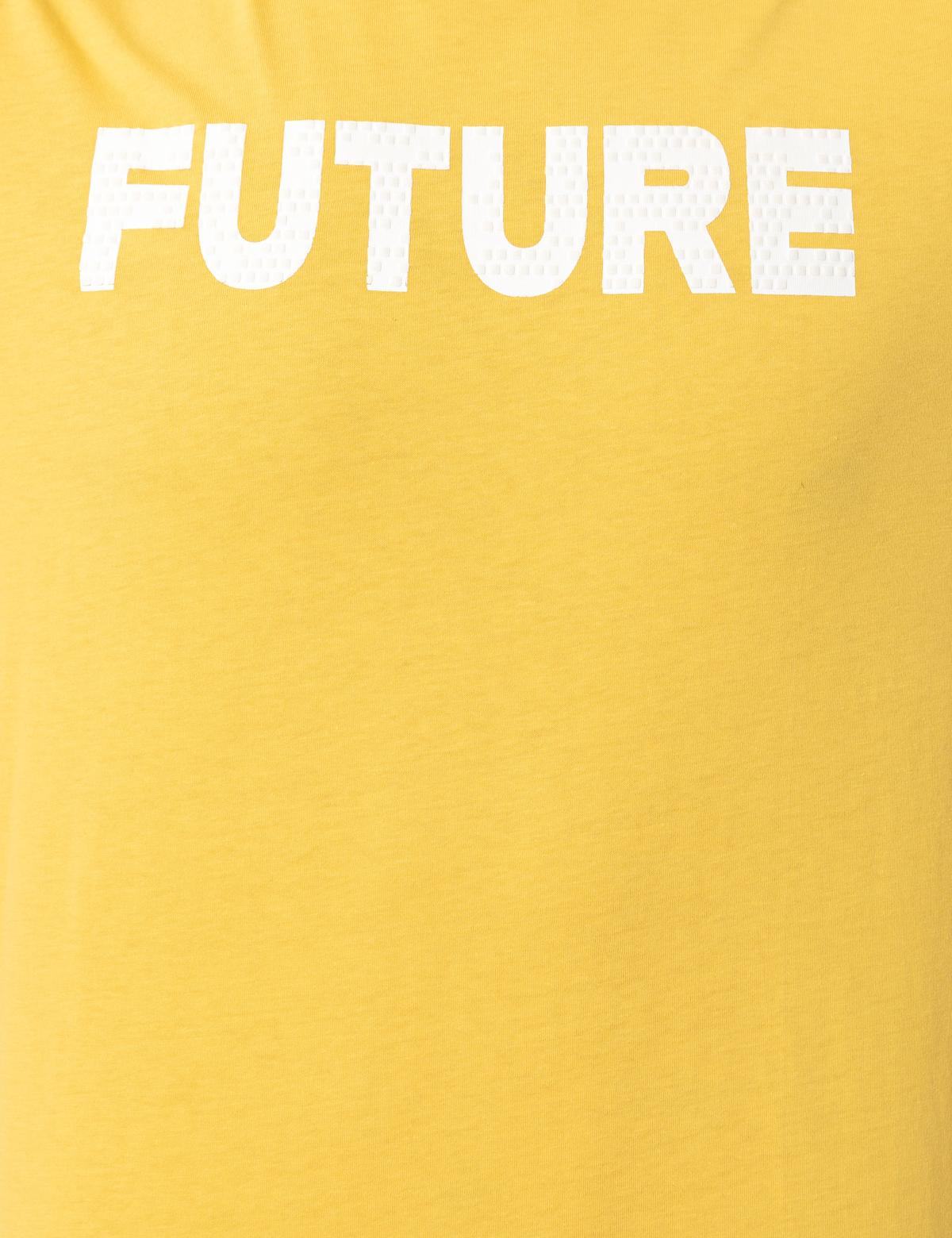 Sarı Slim Fit Baskılı Bisiklet Yaka Tişört - 50249708004