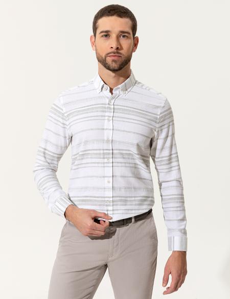 Haki Slim Fit Uzun Kollu Gömlek - 50249727021