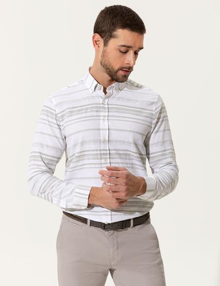 Haki Slim Fit Uzun Kollu Gömlek - 50249727021