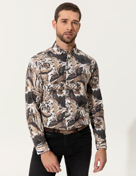 Bej Regular Fit Uzun Kollu Gömlek - 50249732001