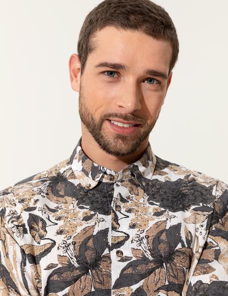 Bej Regular Fit Uzun Kollu Gömlek - 50249732001