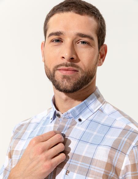 Açık Mavi Regular Fit Kısa Kollu Gömlek - 50249733006