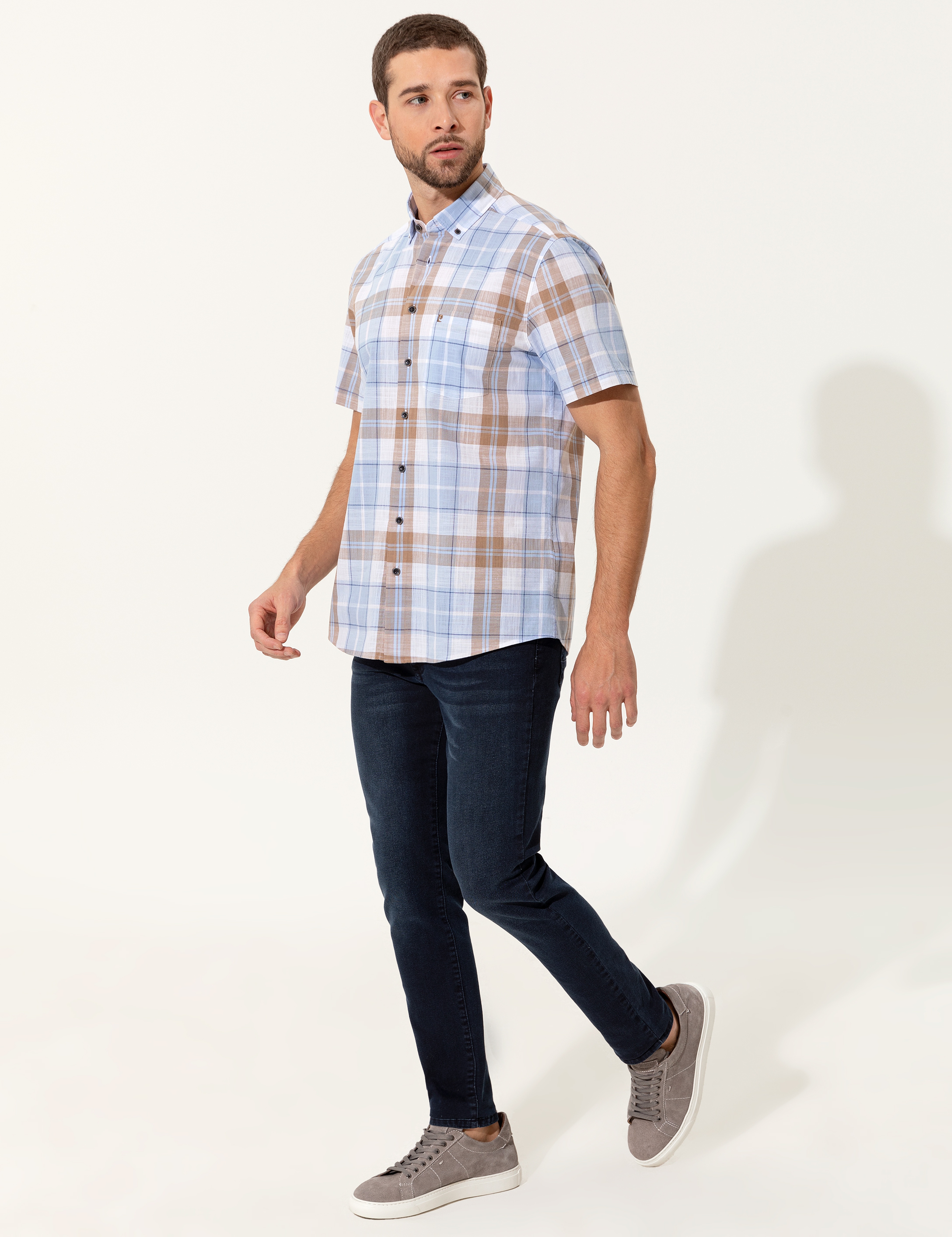 Açık Mavi Regular Fit Kısa Kollu Gömlek - Image 4