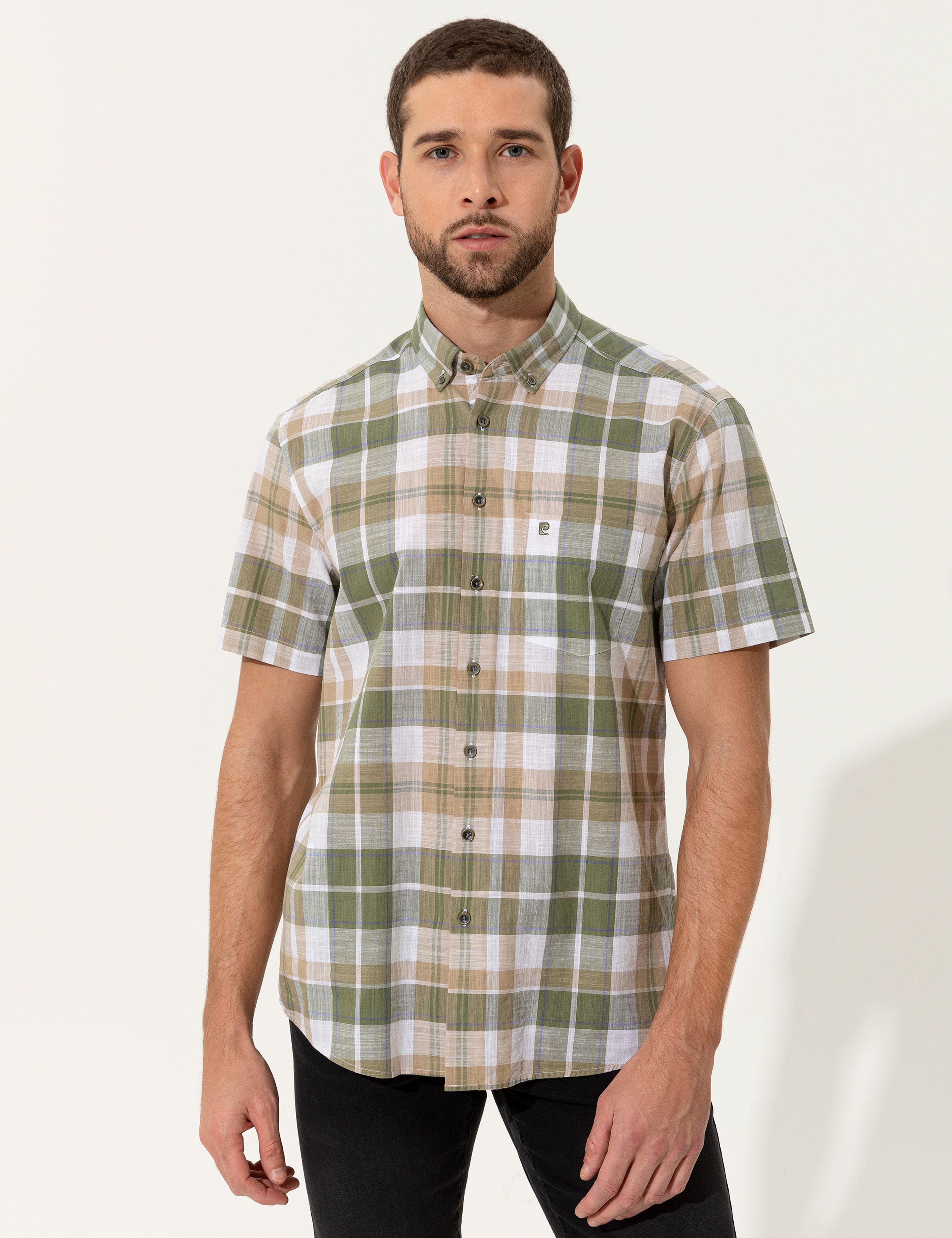 Haki Regular Fit Kısa Kollu Gömlek - Image 4