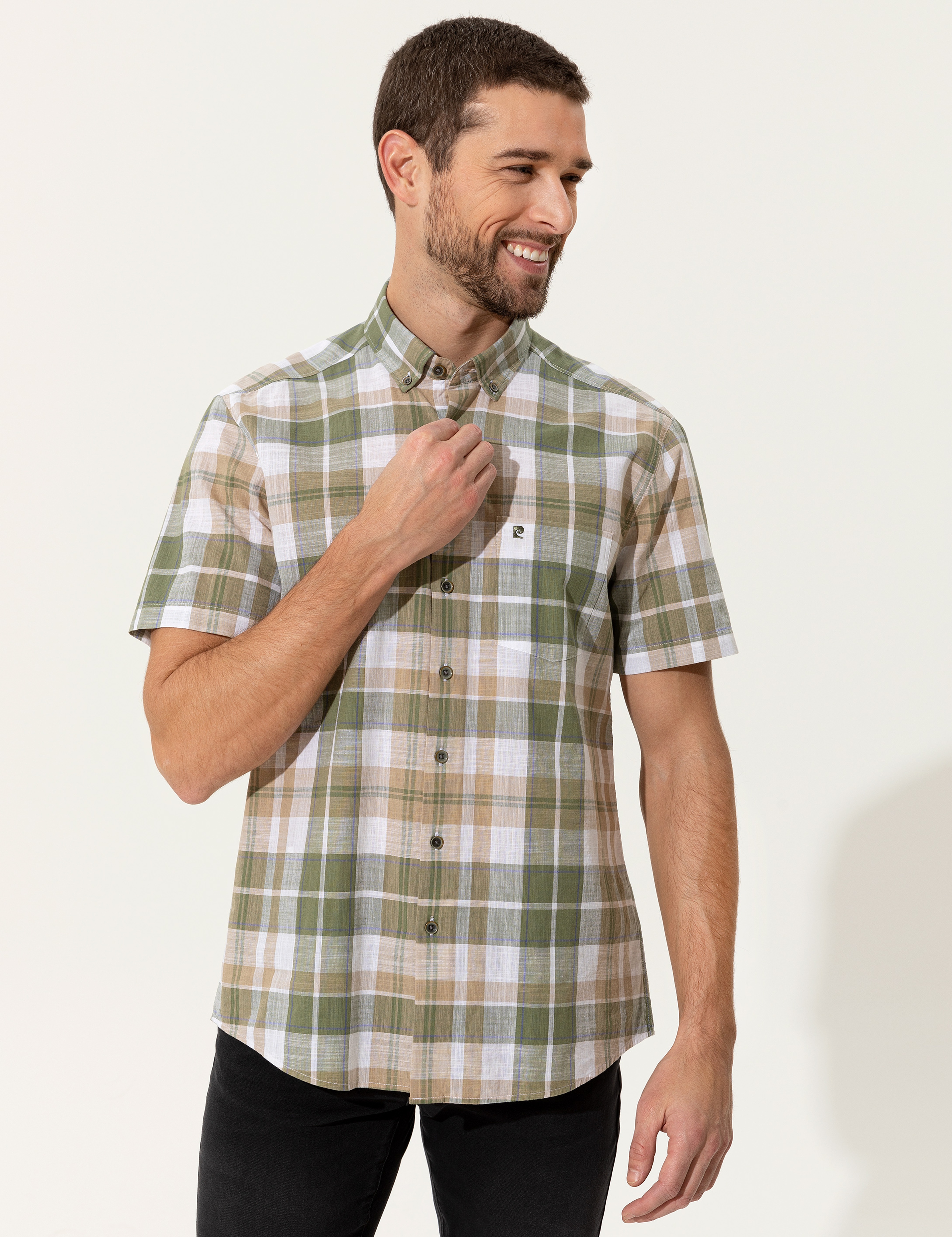 Haki Regular Fit Kısa Kollu Gömlek - Image 2