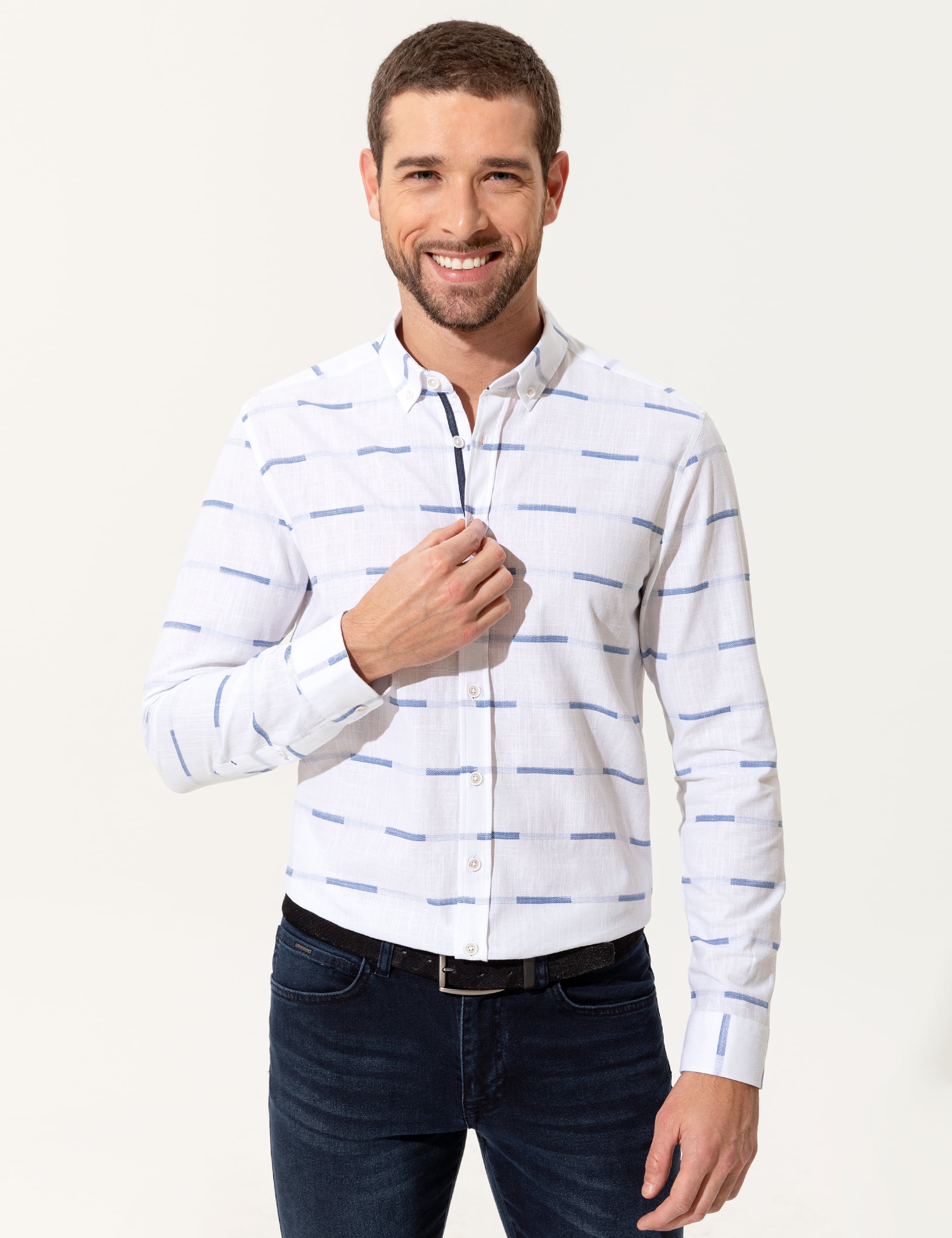 Lacivert Slim Fit Uzun Kollu Gömlek - Image 3