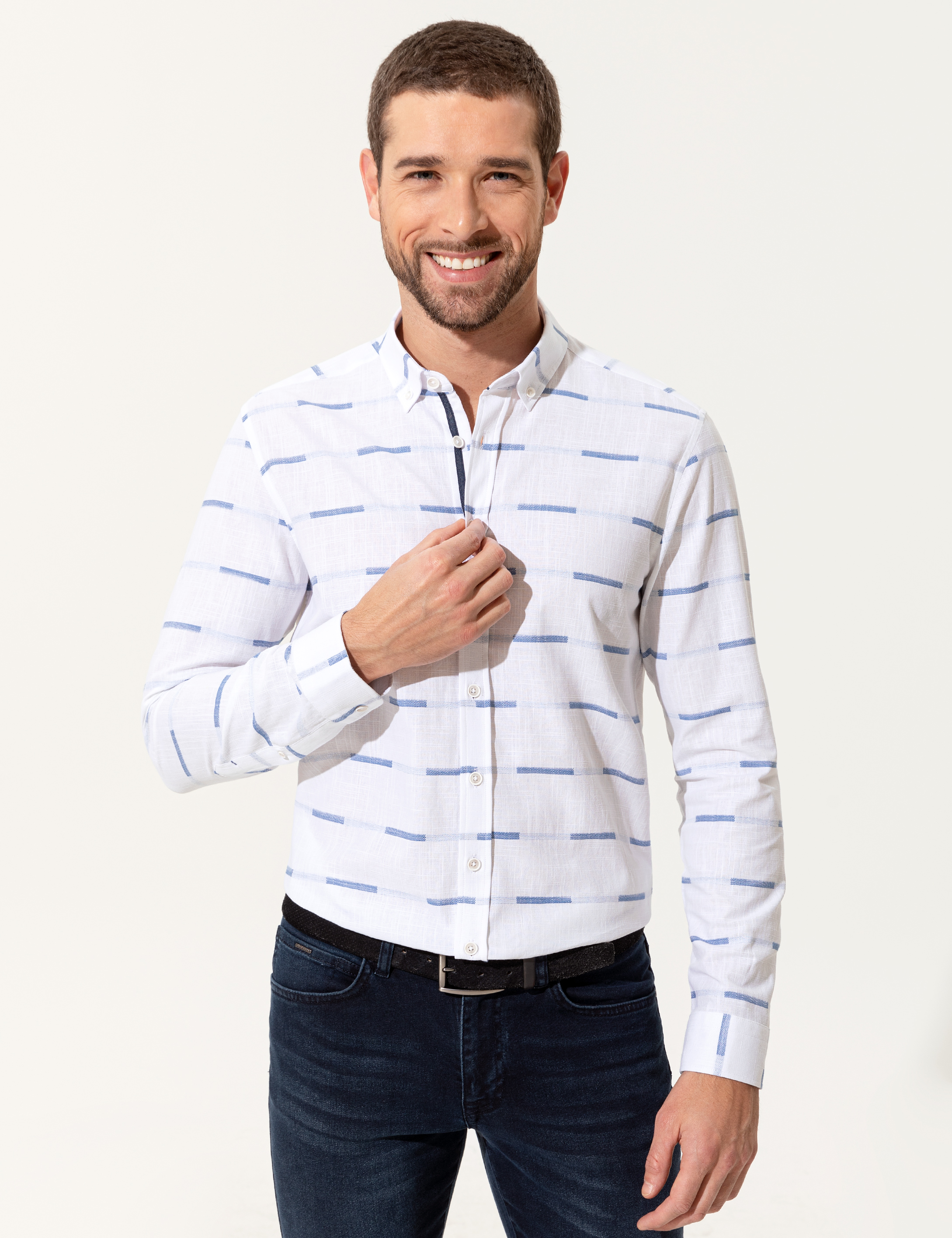 Lacivert Slim Fit Uzun Kollu Gömlek