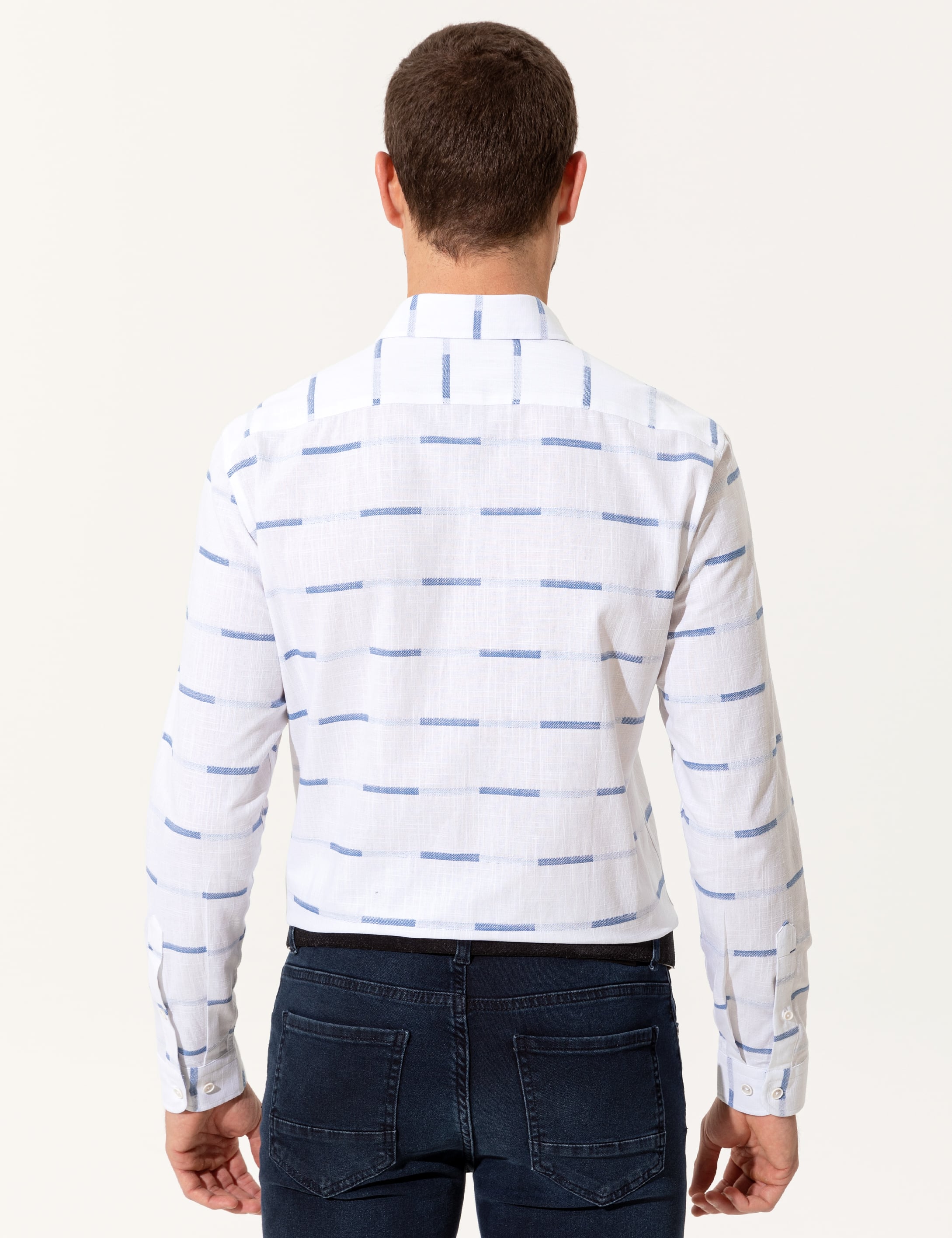 Lacivert Slim Fit Uzun Kollu Gömlek